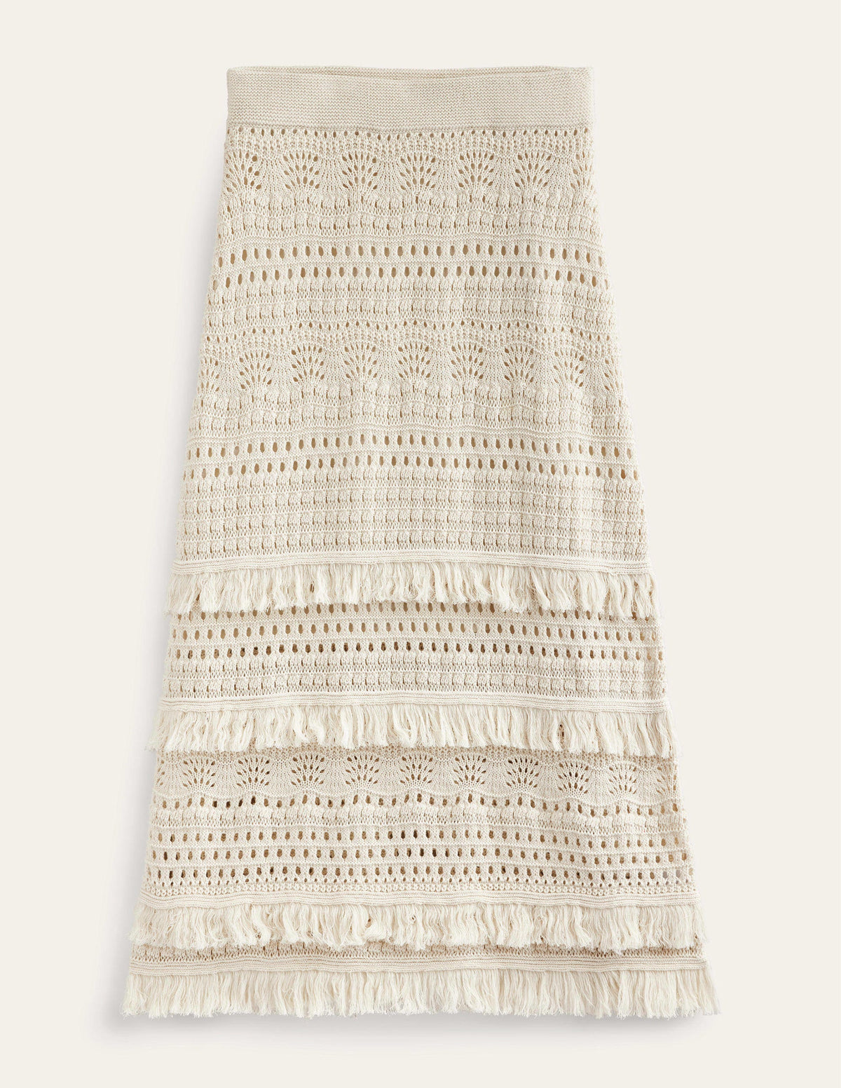Fringe Crochet Knitted Skirt-Warm Ivory-6