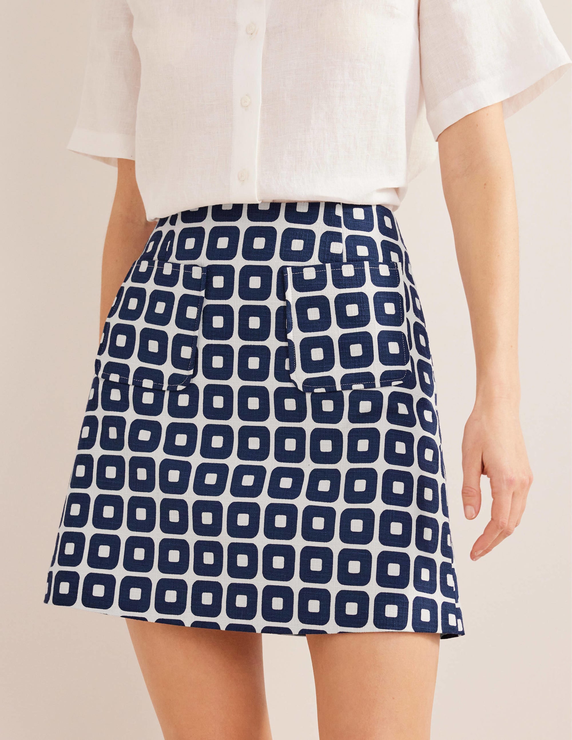 Textured A-Line Mini-French Navy and Ivory, Cube - Image 4