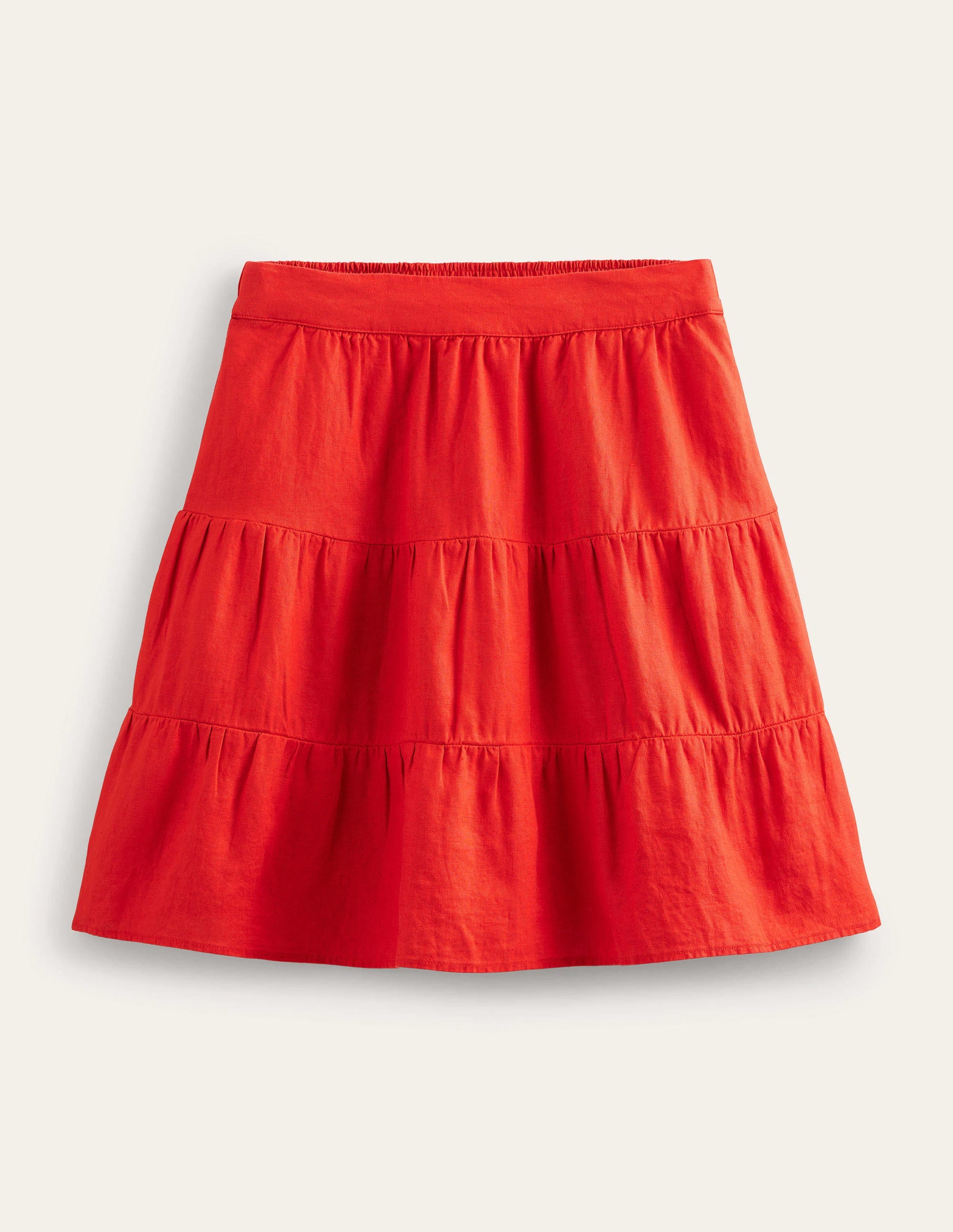 Pull On Tiered Linen Skirt-Vermillion Red - Image 5