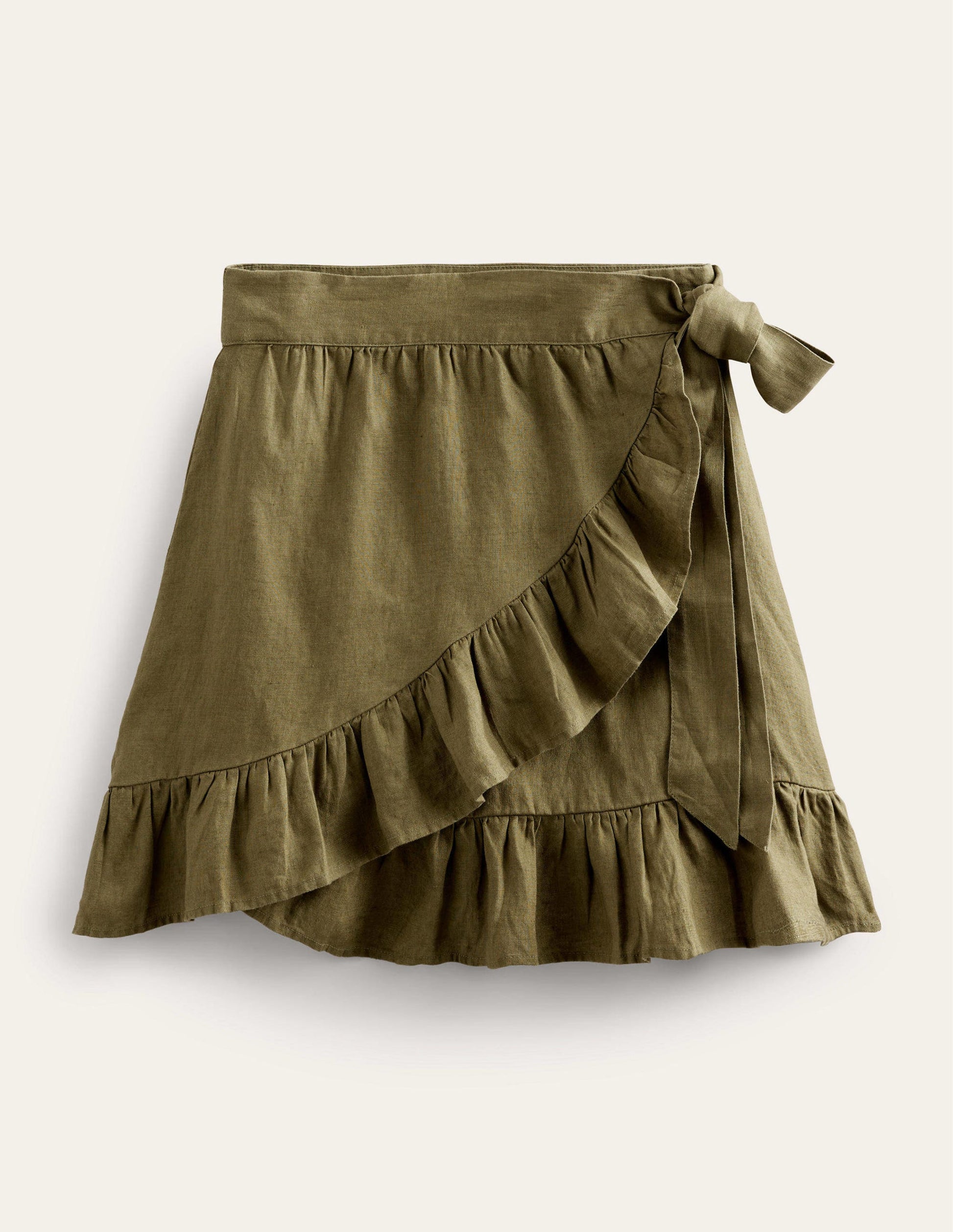 Linen Flippy Wrap Skirt-Capulet Olive-6