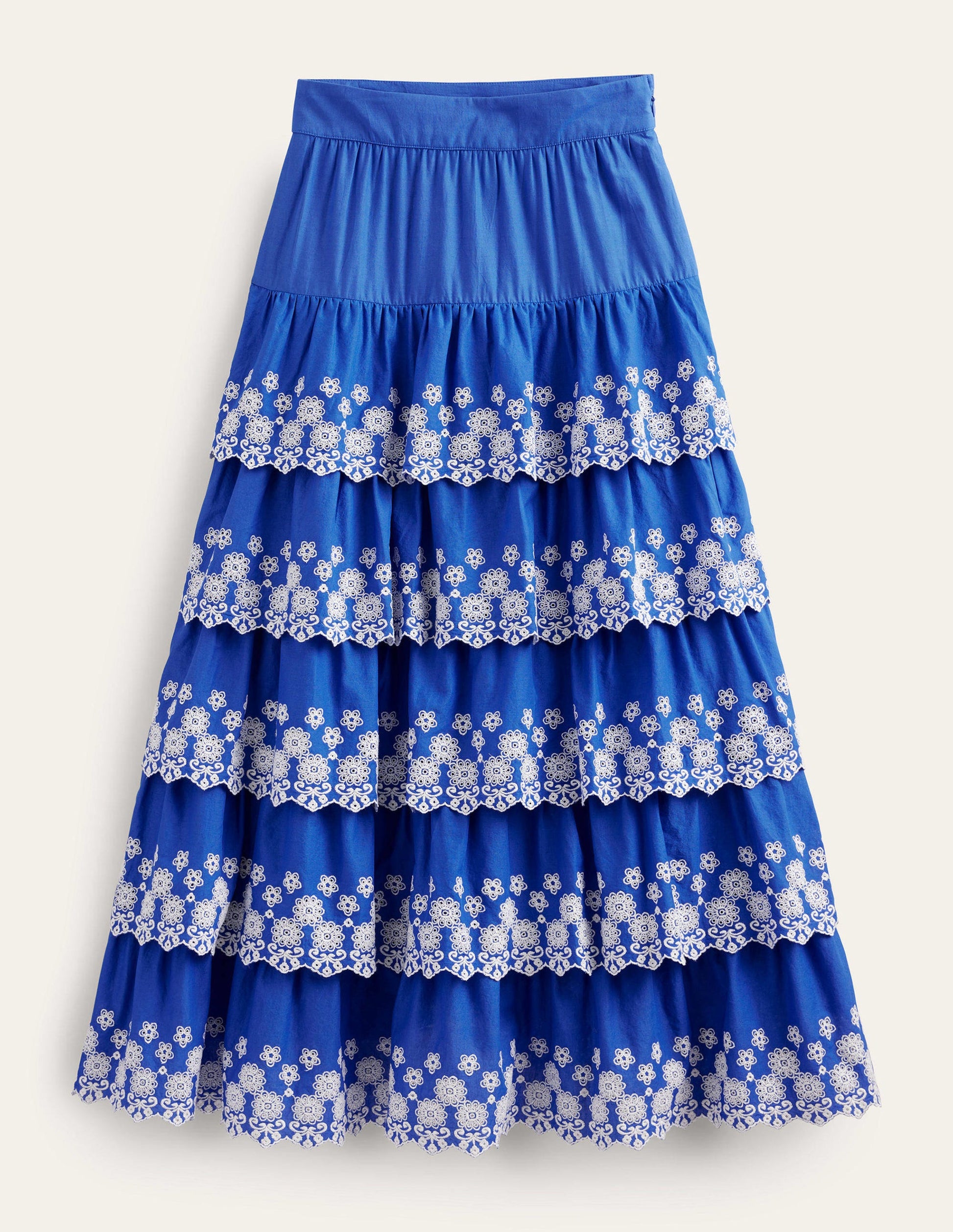 Multi Tiered Broderie Skirt-Island Blue-5
