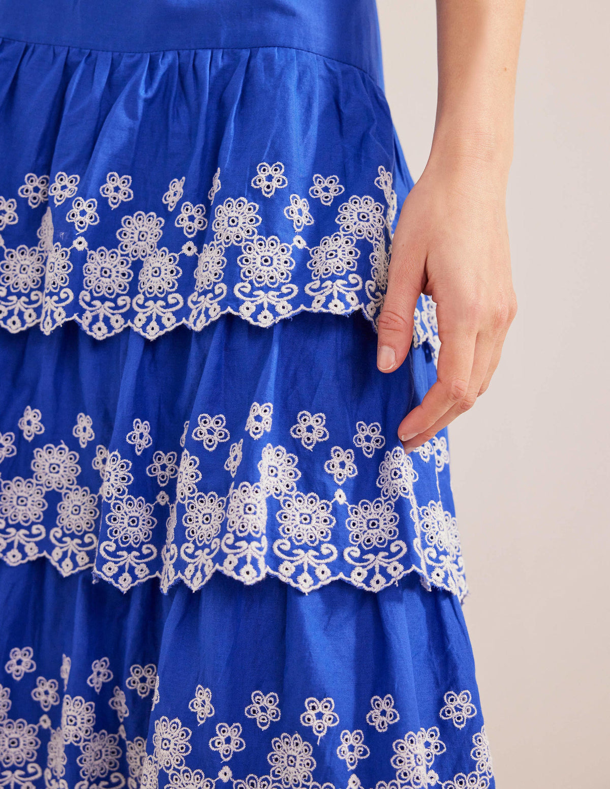Multi Tiered Broderie Skirt-Island Blue - Image 2