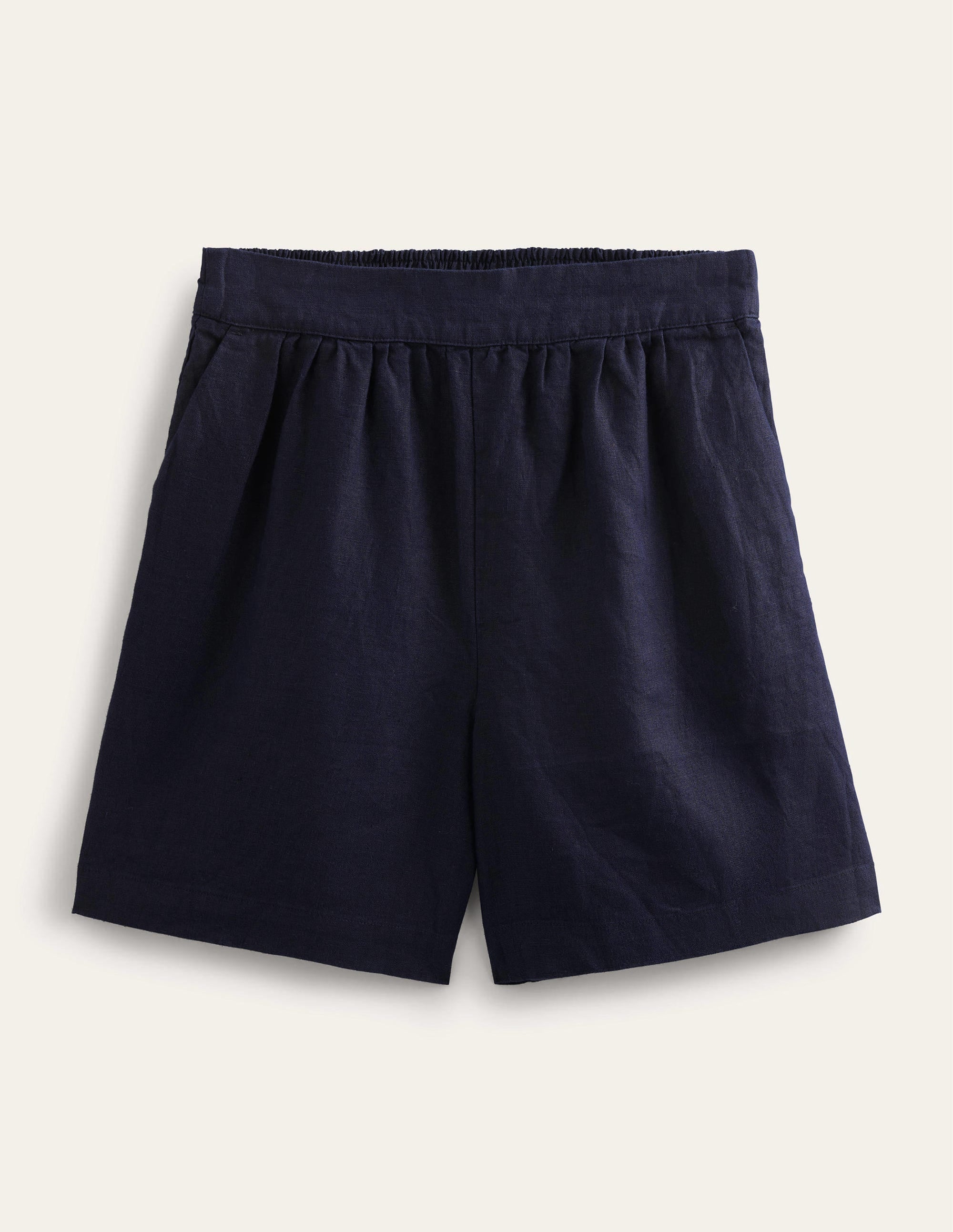 Pull-on Linen Shorts-Navy - Image 6