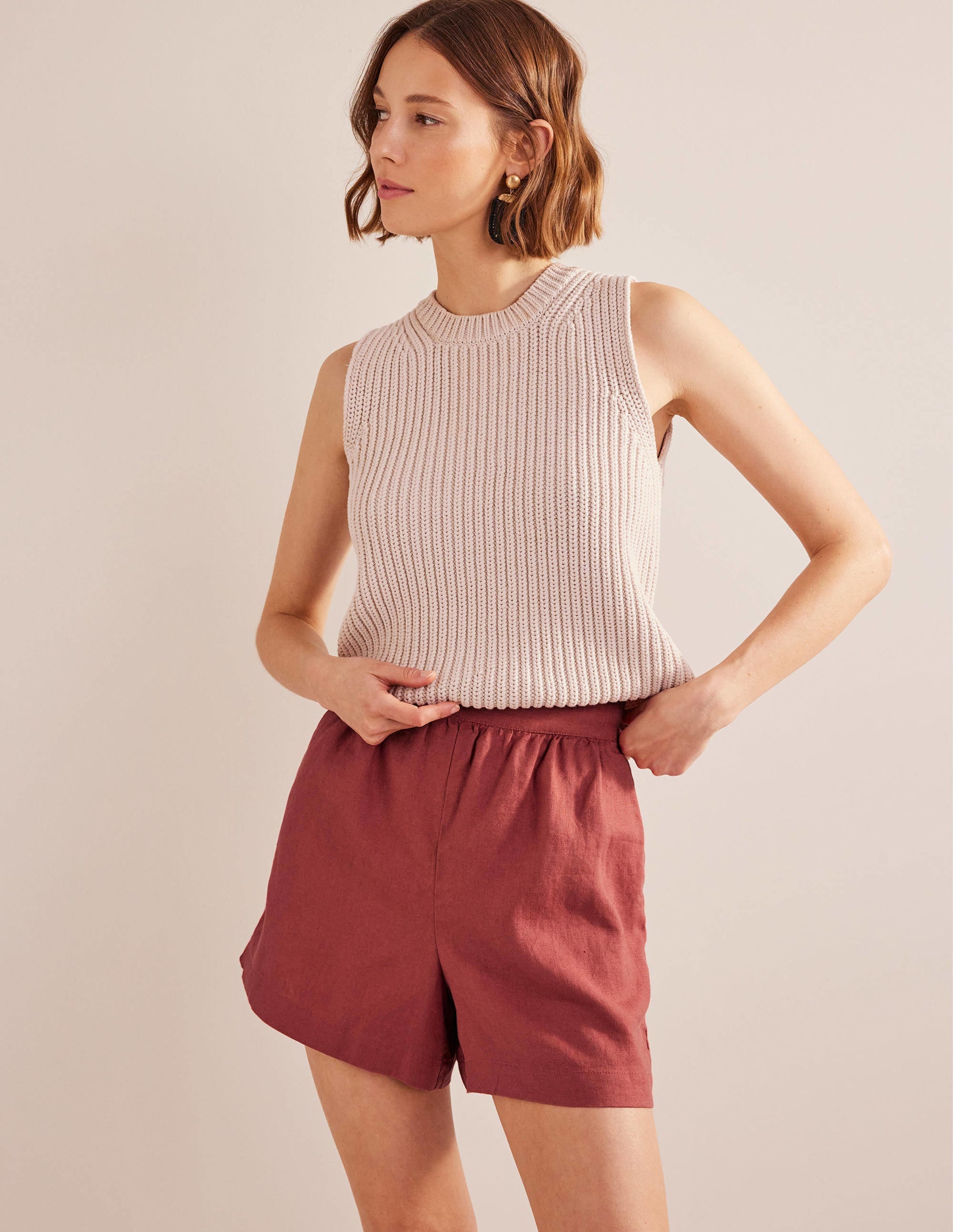 Pull-on Linen Shorts-Fox - Image 1