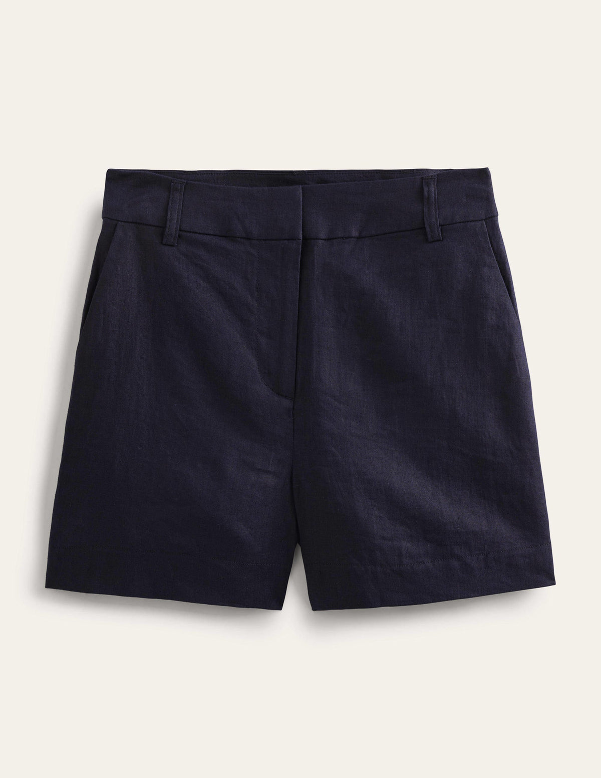 Tailored Linen Shorts-Navy-6