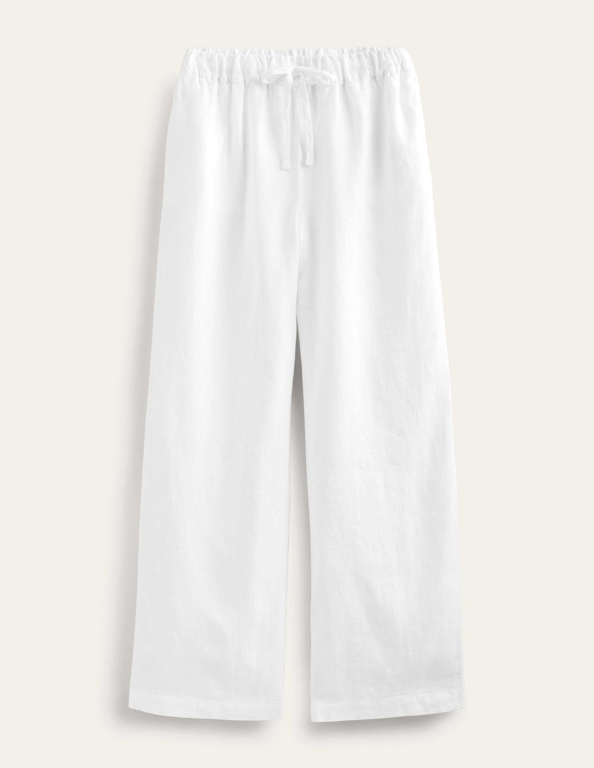 Relaxed Pull-on Linen Trousers-White-5
