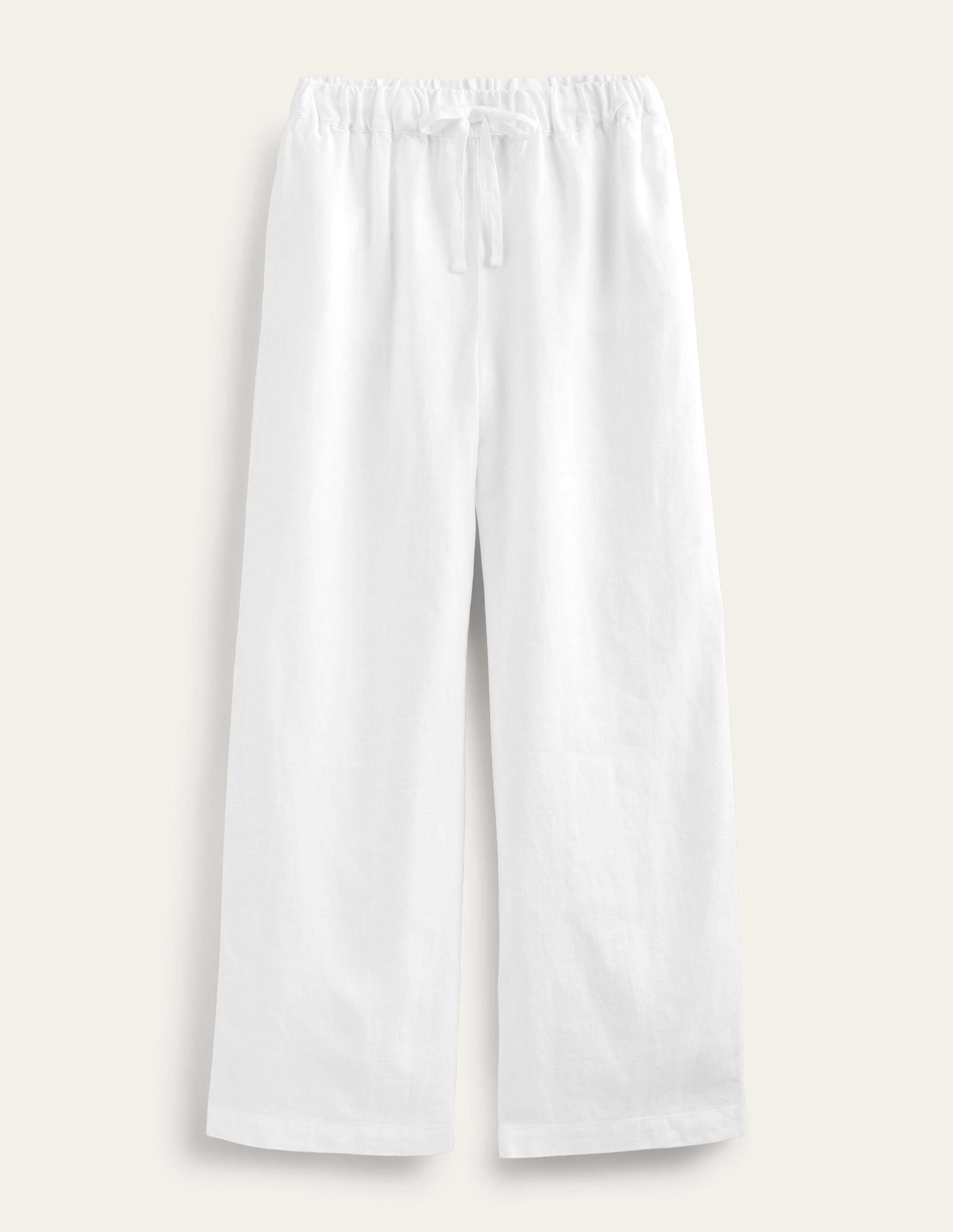 Relaxed Pull-on Linen Trousers-White - Image 5