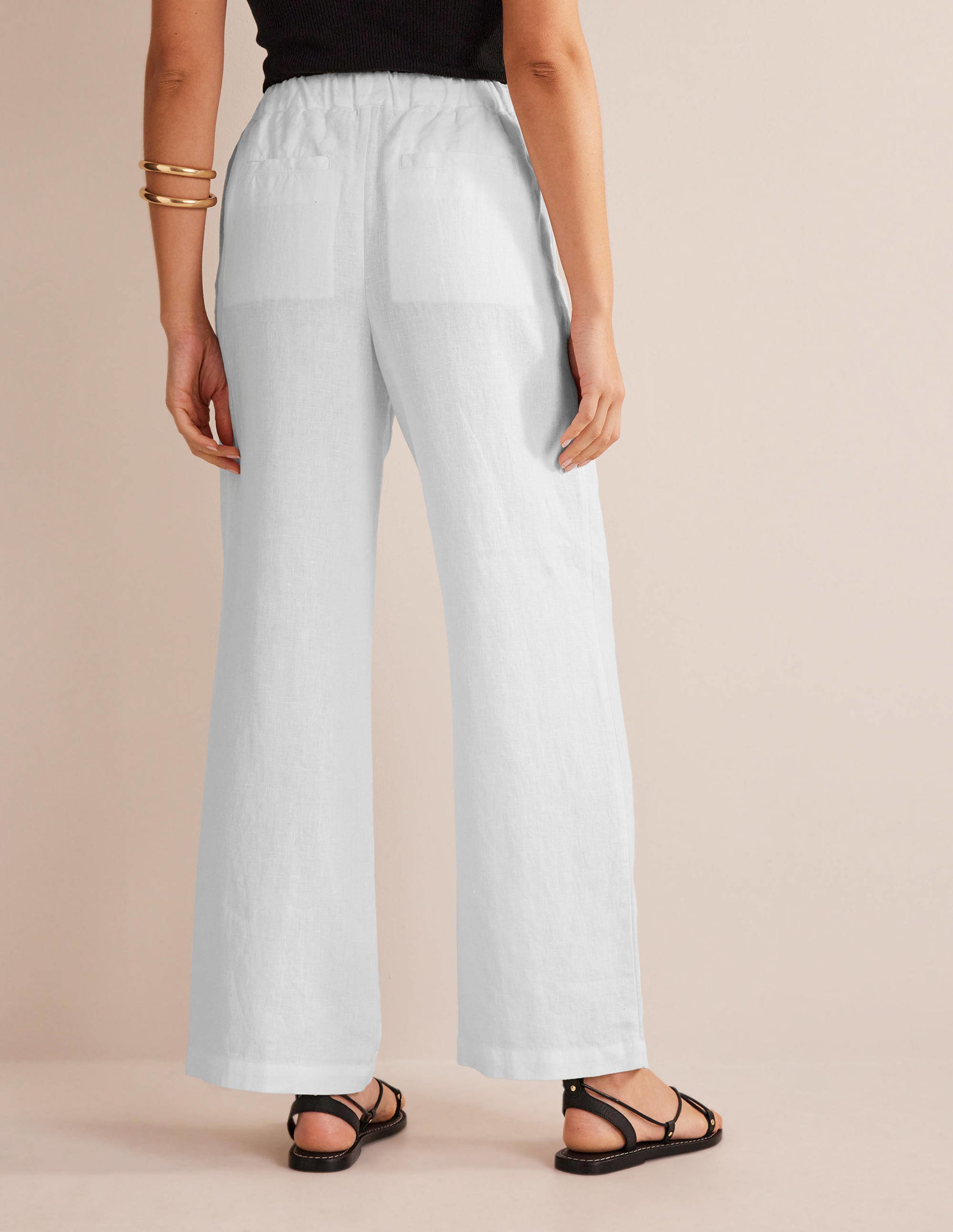 Relaxed Pull-on Linen Trousers-White - Image 3