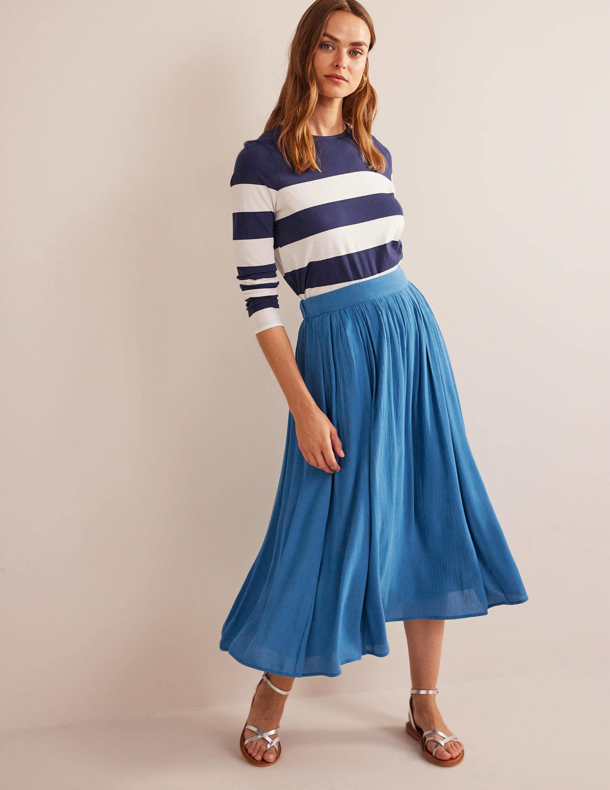 Crinkle Midi Skirt-Aegean blue - Image 1