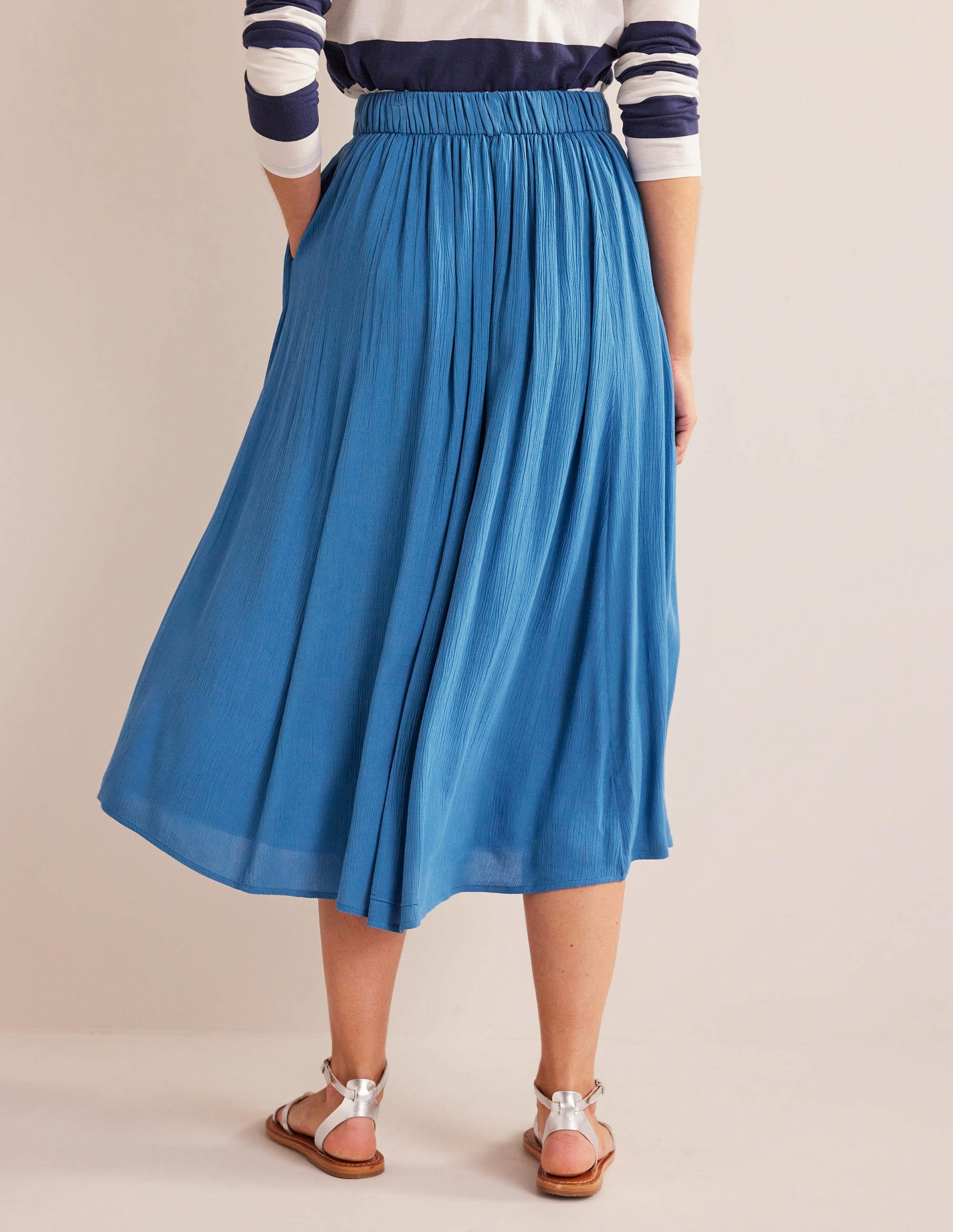 Crinkle Midi Skirt-Aegean blue - Image 3