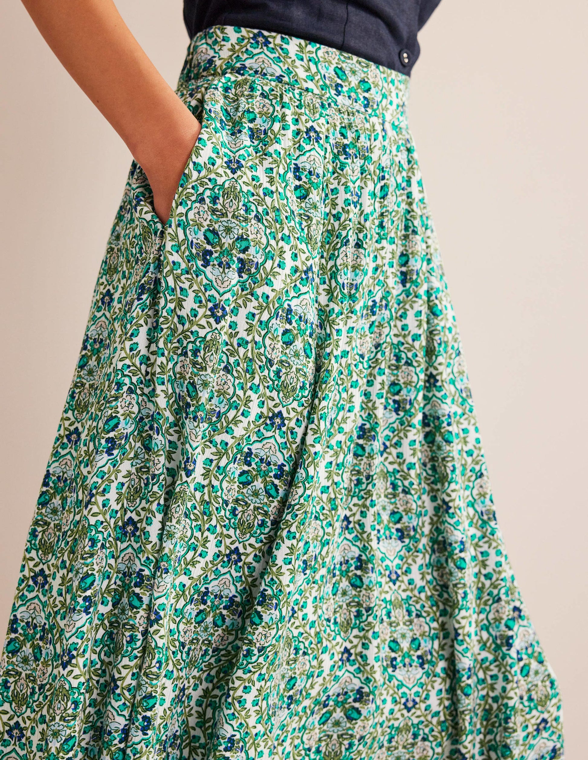 Crinkle Midi Skirt-River Reed, Vine Terrace-2
