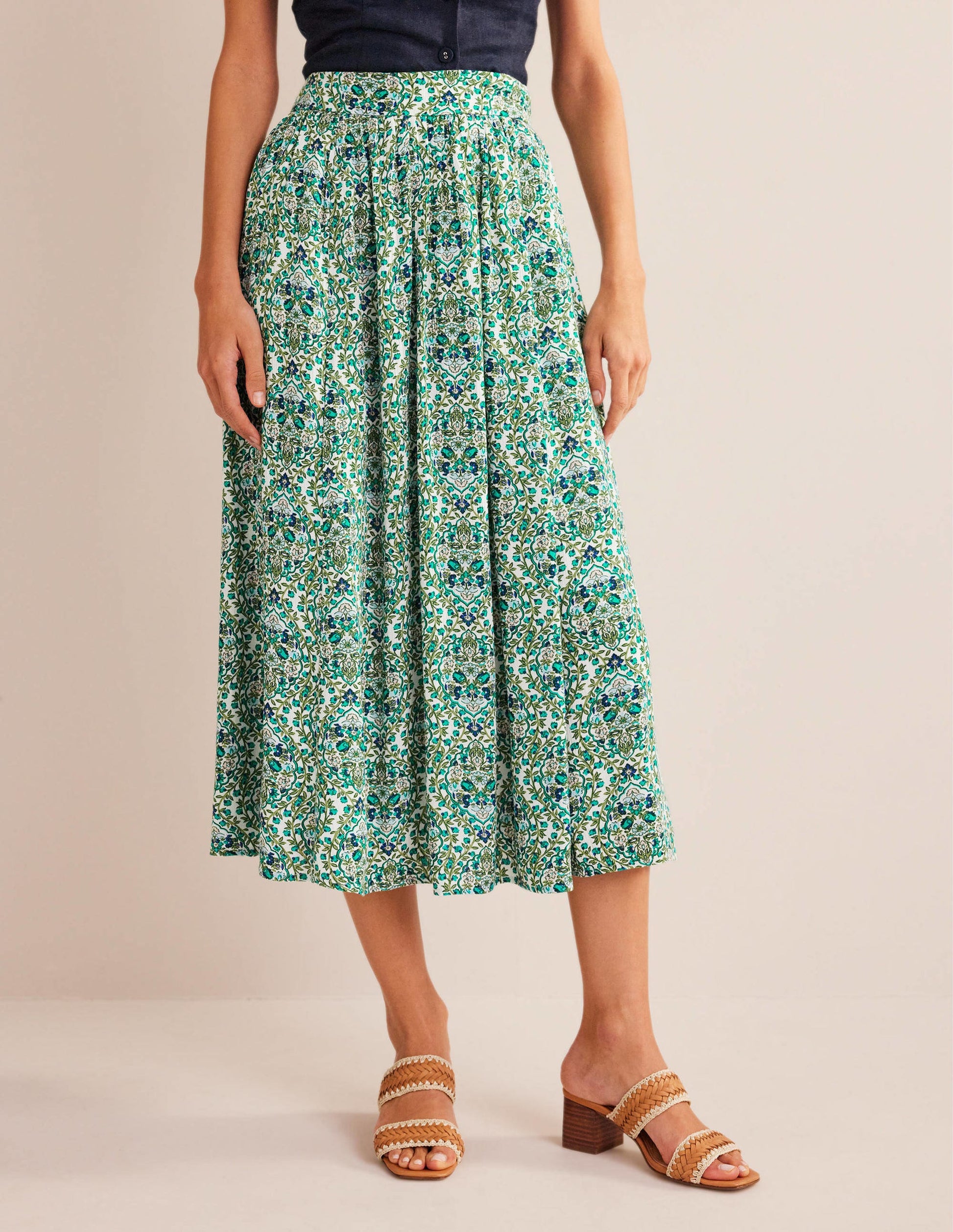Crinkle Midi Skirt-River Reed, Vine Terrace-4
