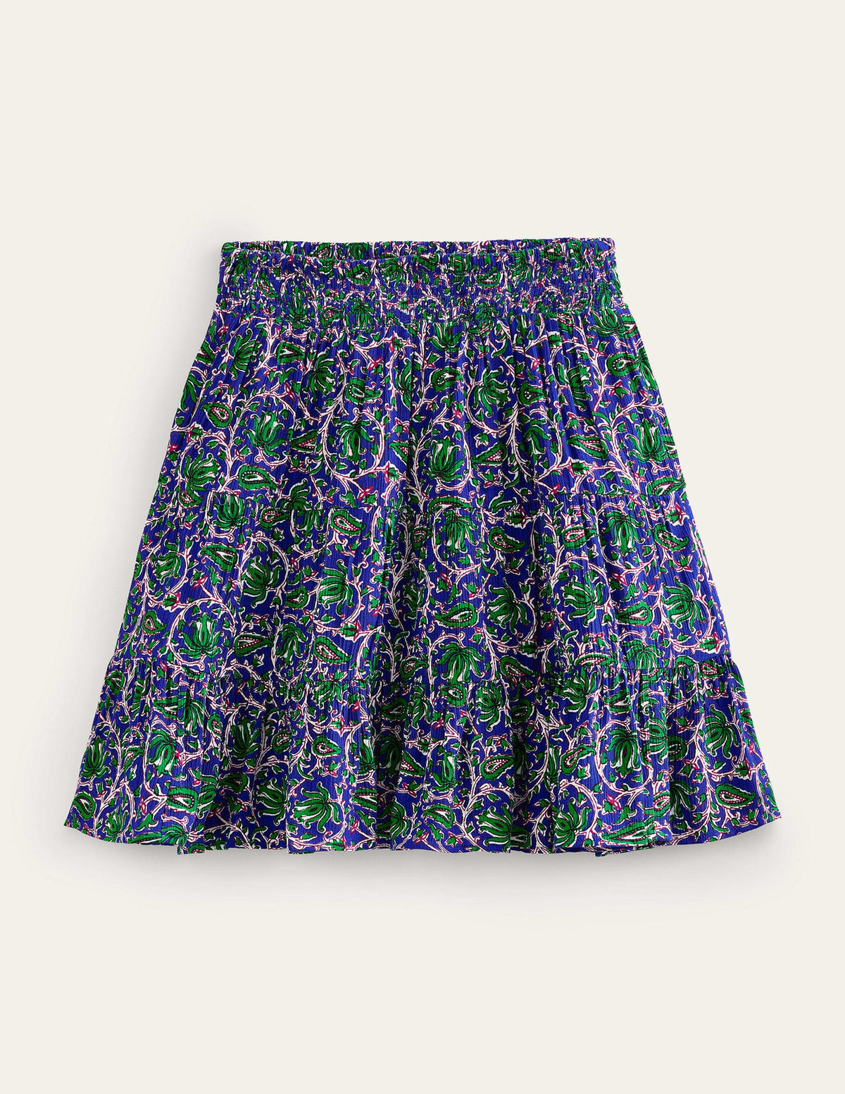 Crinkle Mini Skirt-Blue Wave, Botanic Vine - Image 6