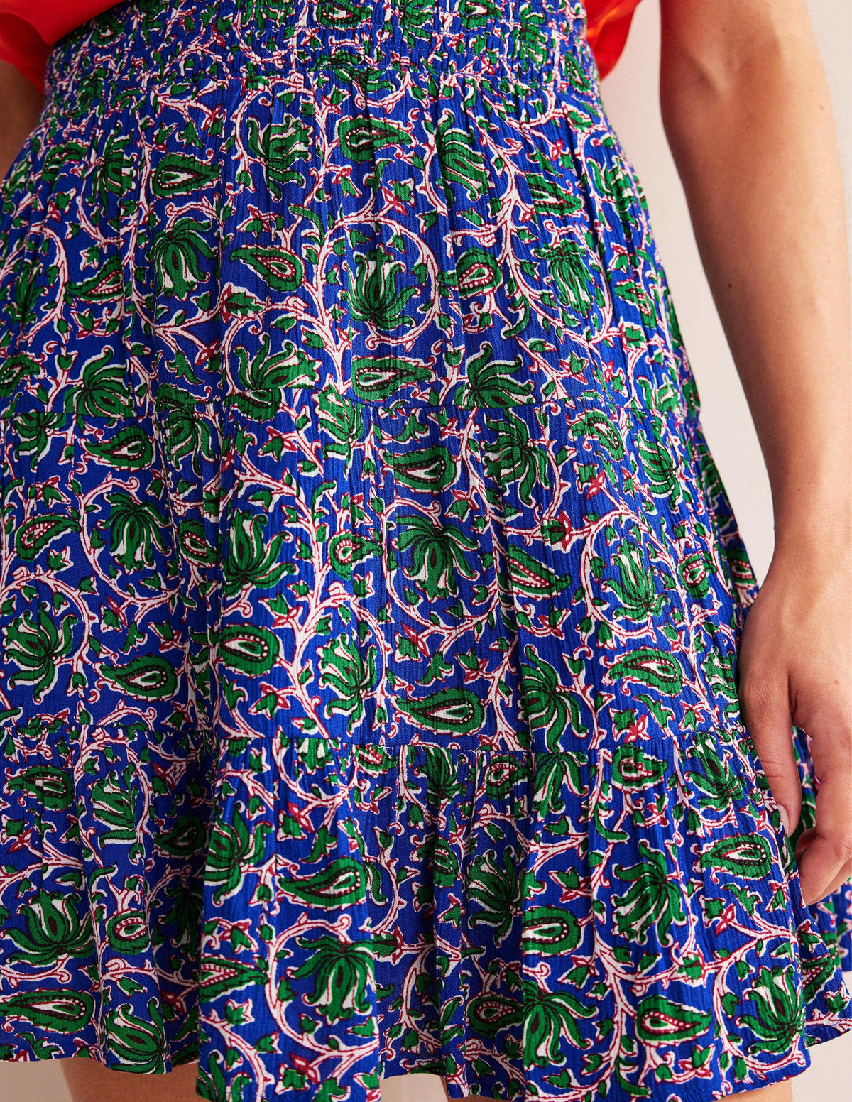 Crinkle Mini Skirt-Blue Wave, Botanic Vine-2
