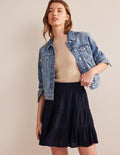 Crinkle Mini Skirt-Navy
