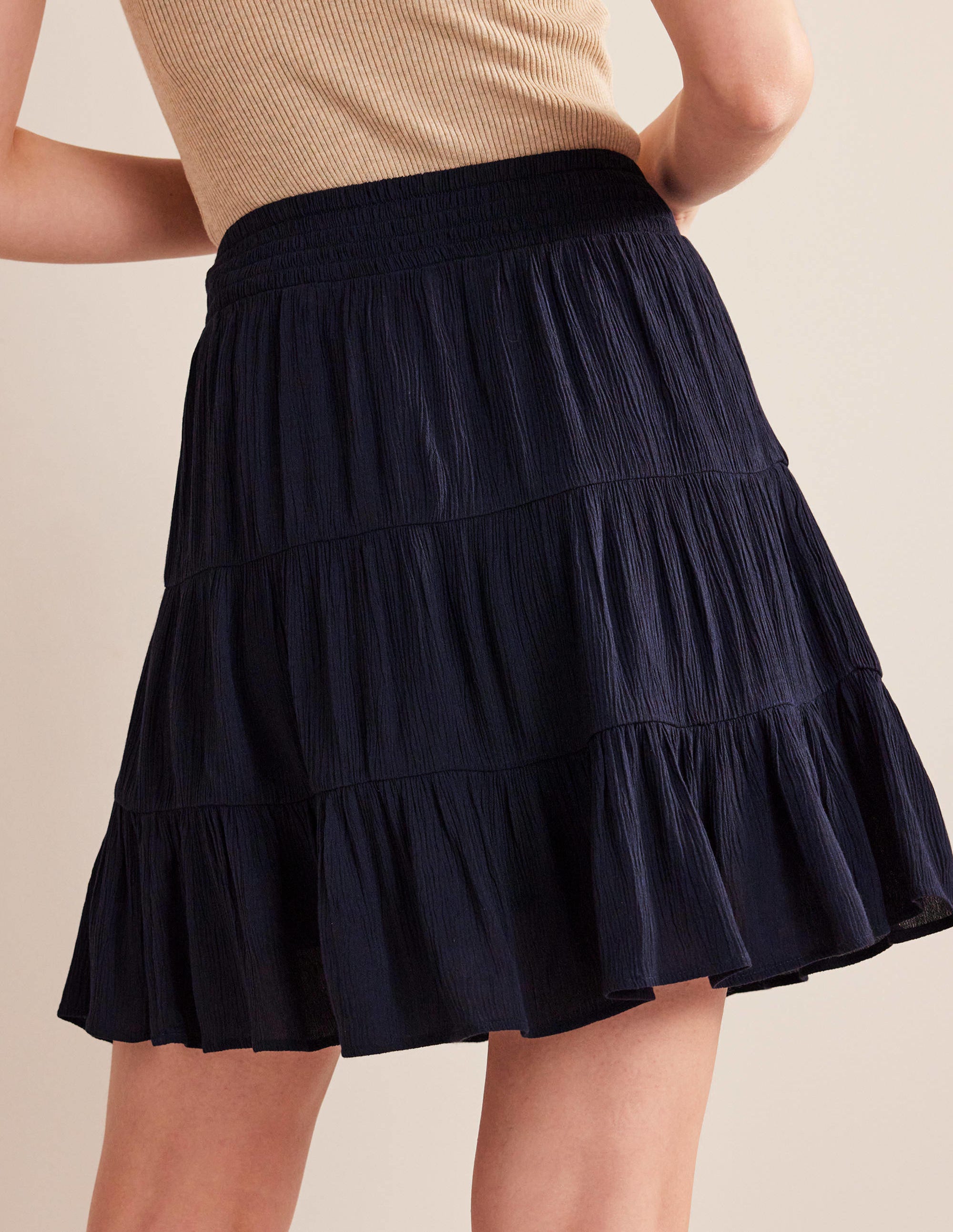 Crinkle Mini Skirt-Navy - Image 3