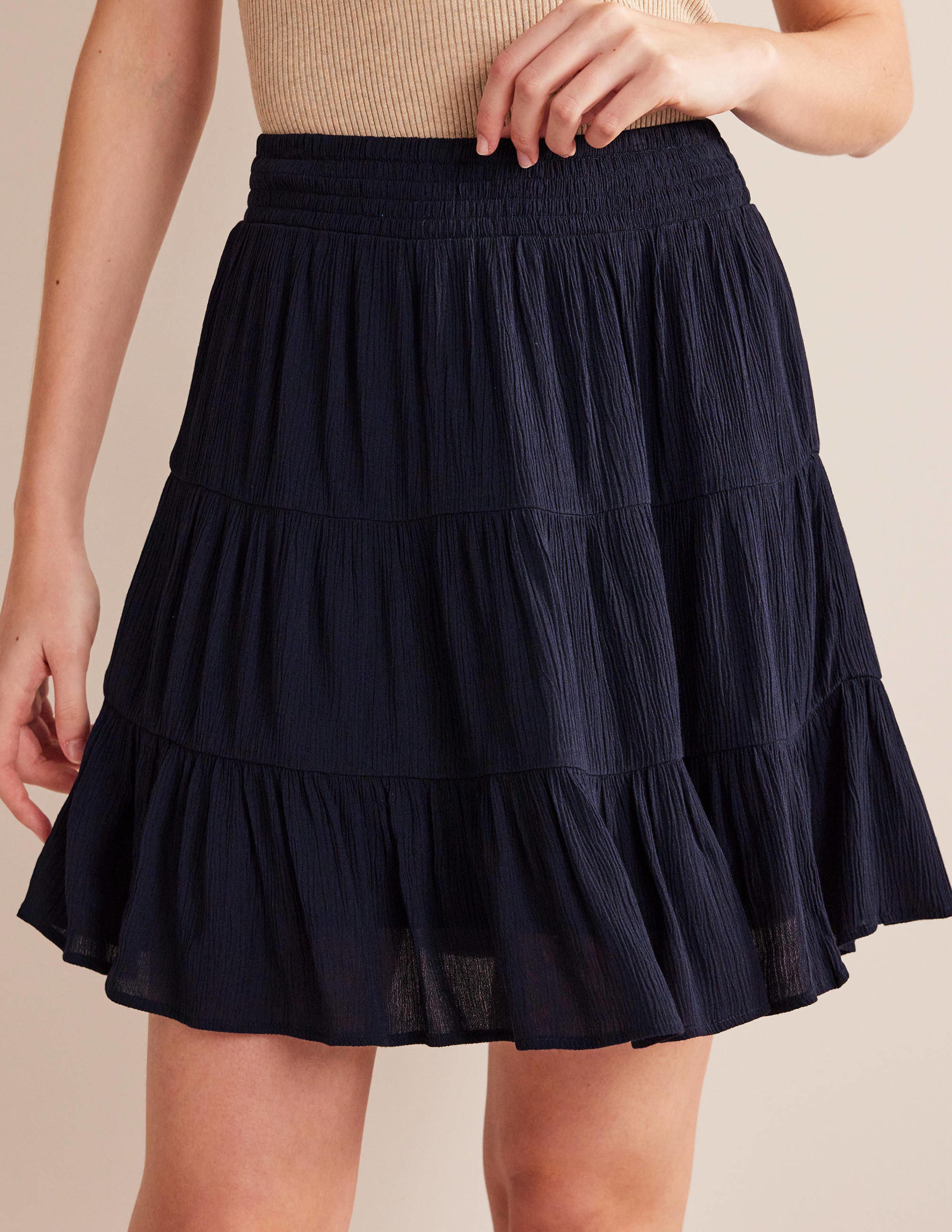 Crinkle Mini Skirt-Navy - Image 4