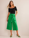 Cropped Wide-Leg Trousers-Rich Emerald