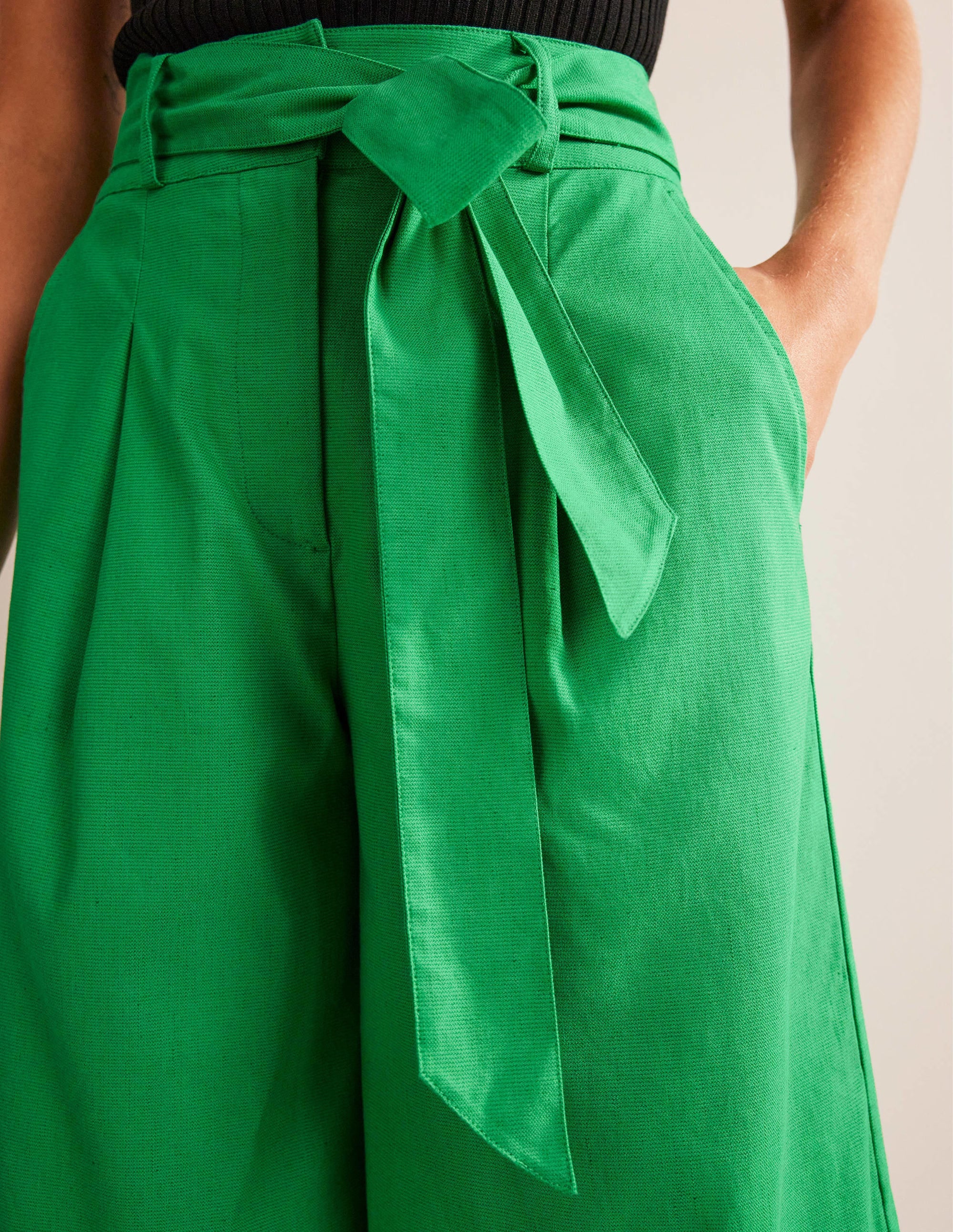 Cropped Wide-Leg Trousers-Rich Emerald - Image 2