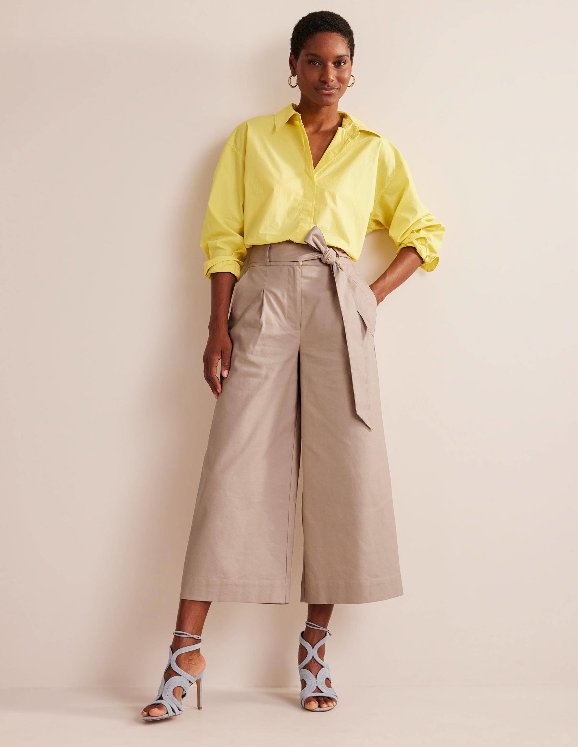 Cropped Wide-Leg Trousers-Rope - Image 1
