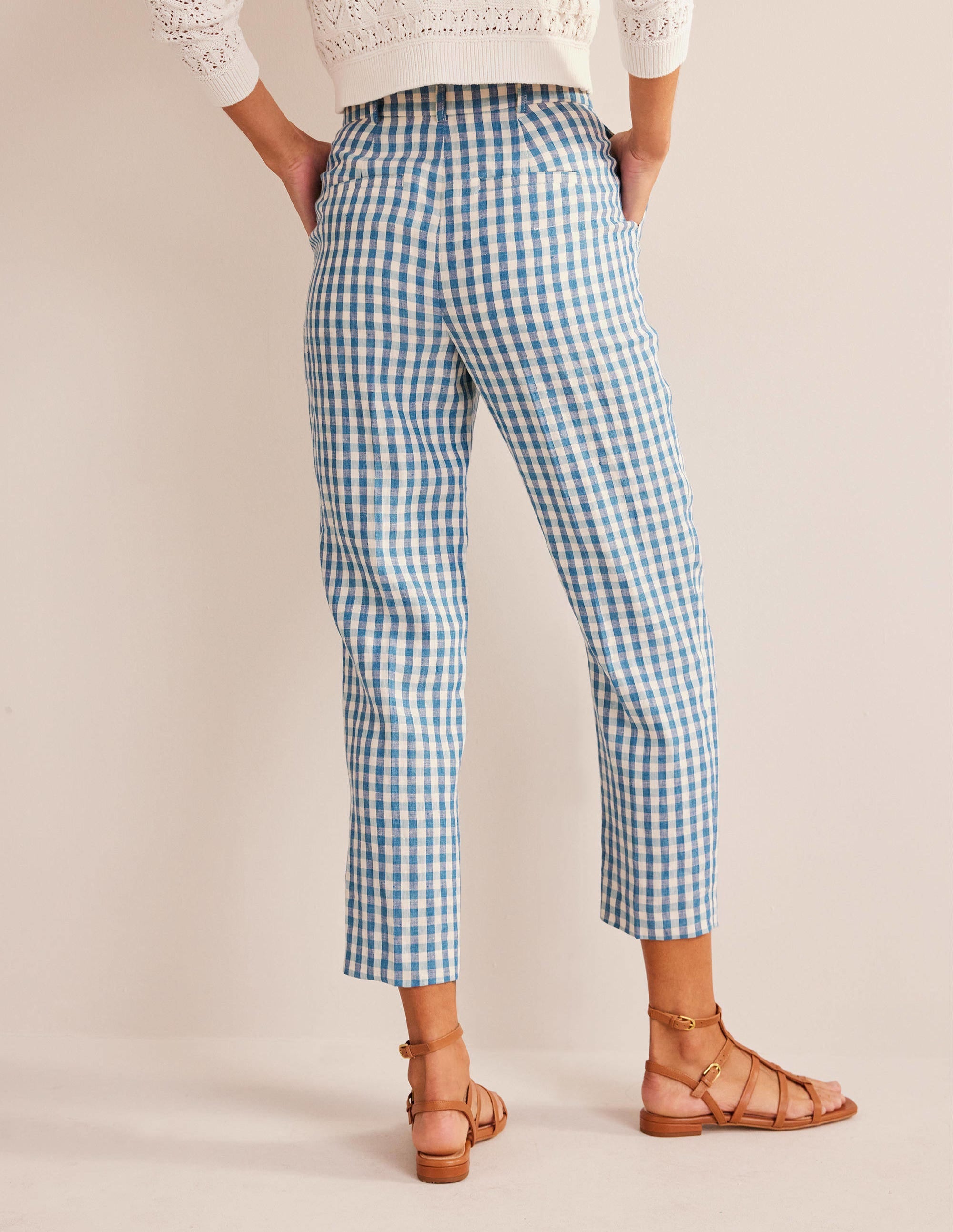 Kew Linen Trousers-Check - Image 3