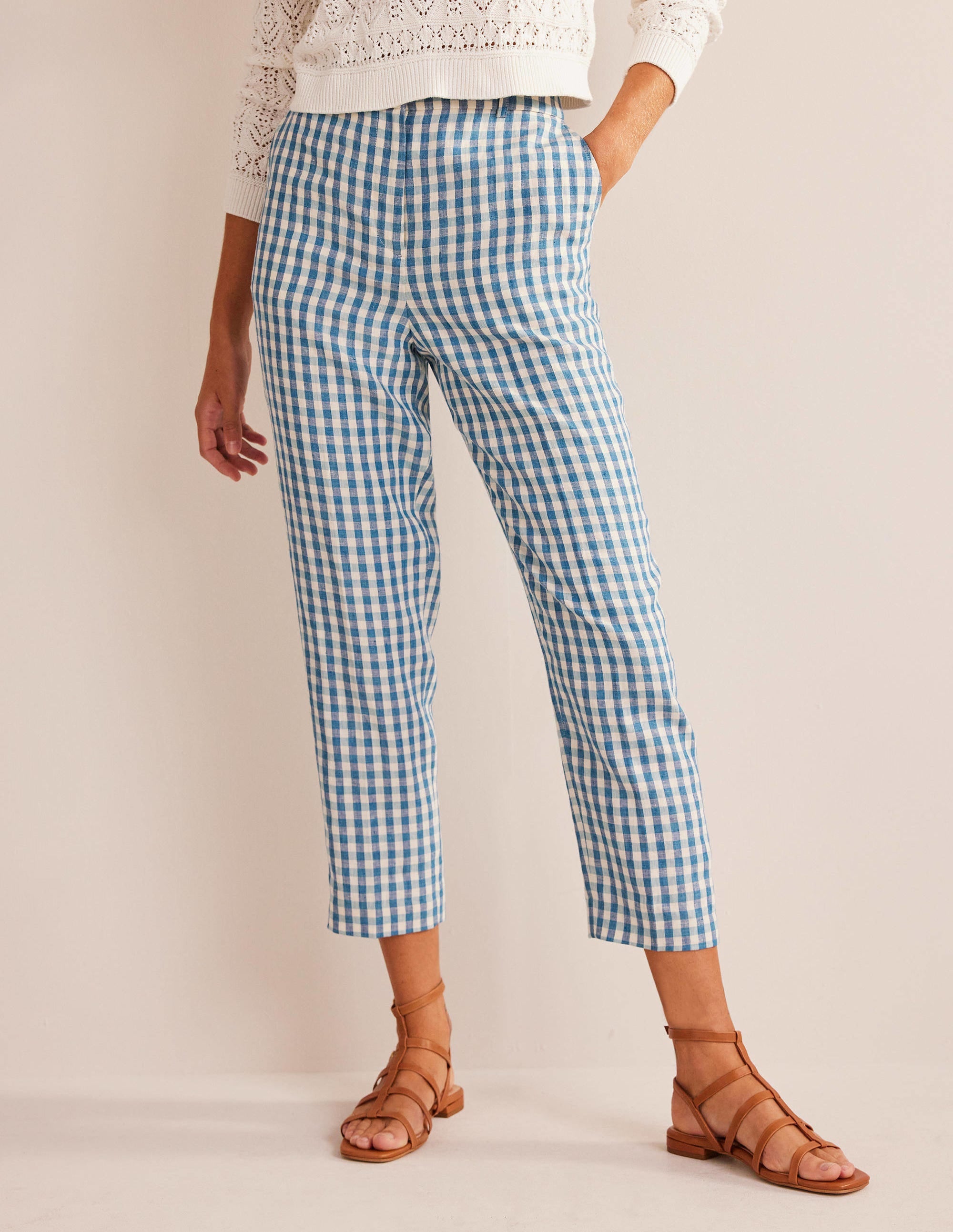 Kew Linen Trousers-Check - Image 4