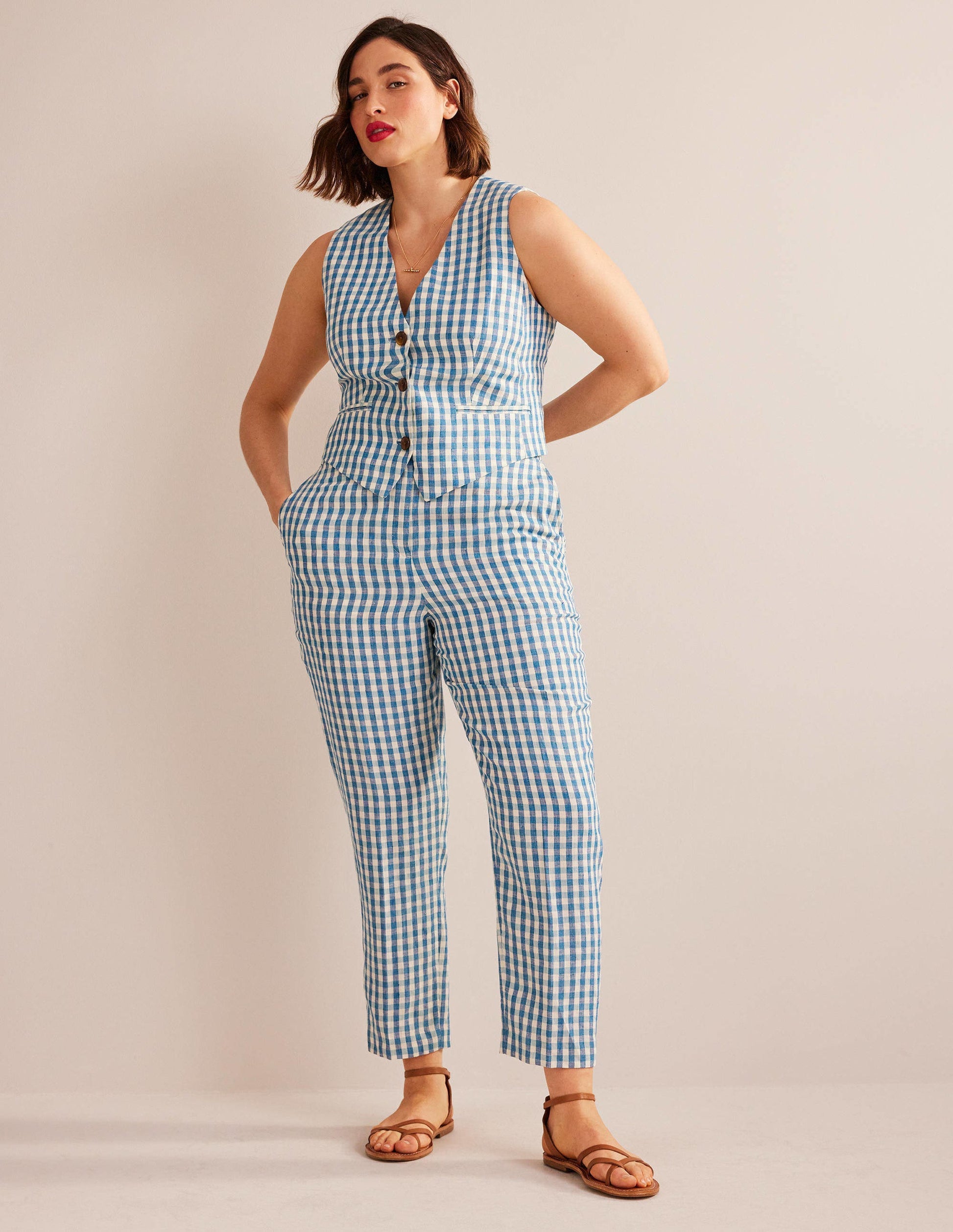 Kew Linen Trousers-Check-6