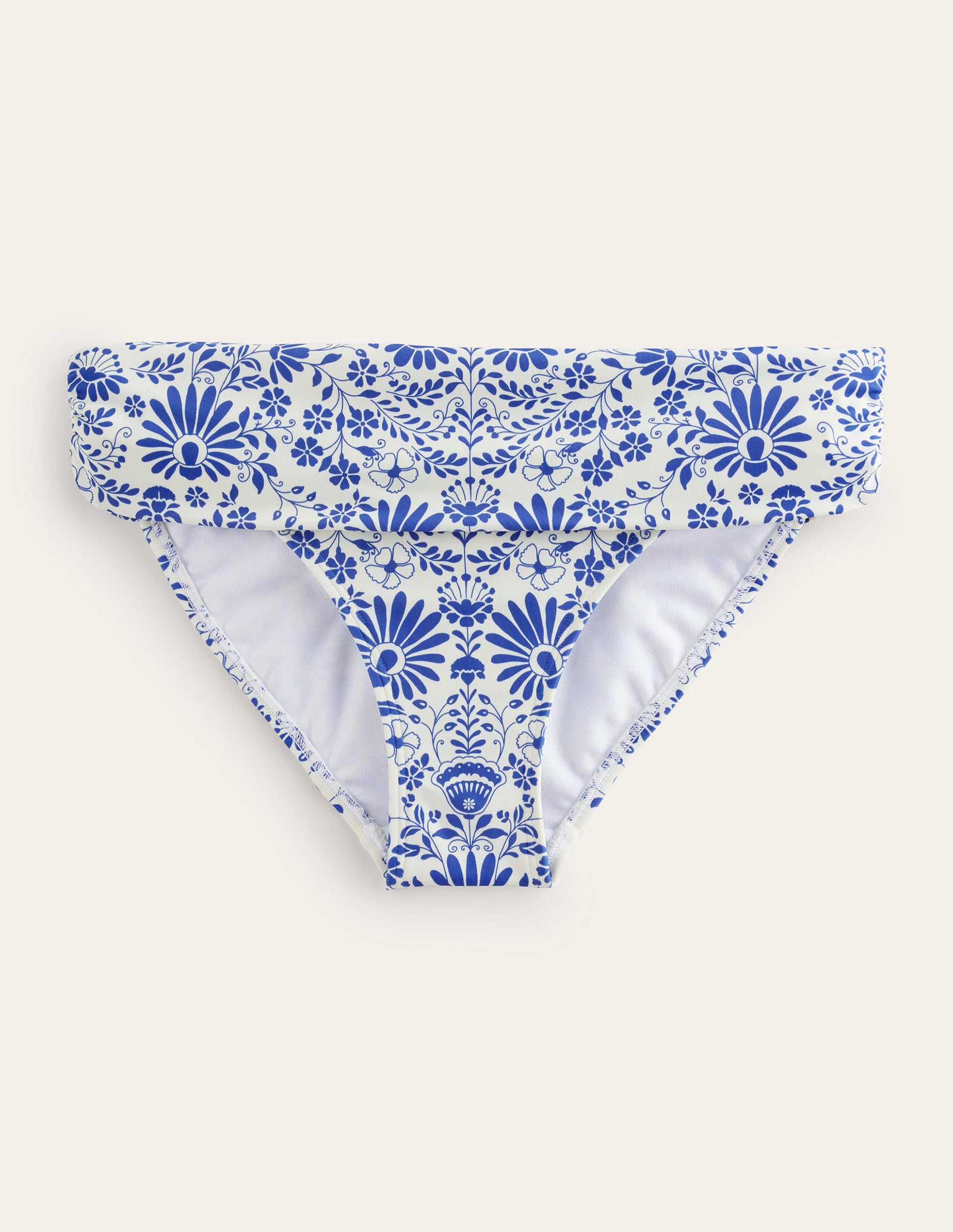 Classic Fold Bikini Bottoms-Ivory, Lake Blue Gardenia-5