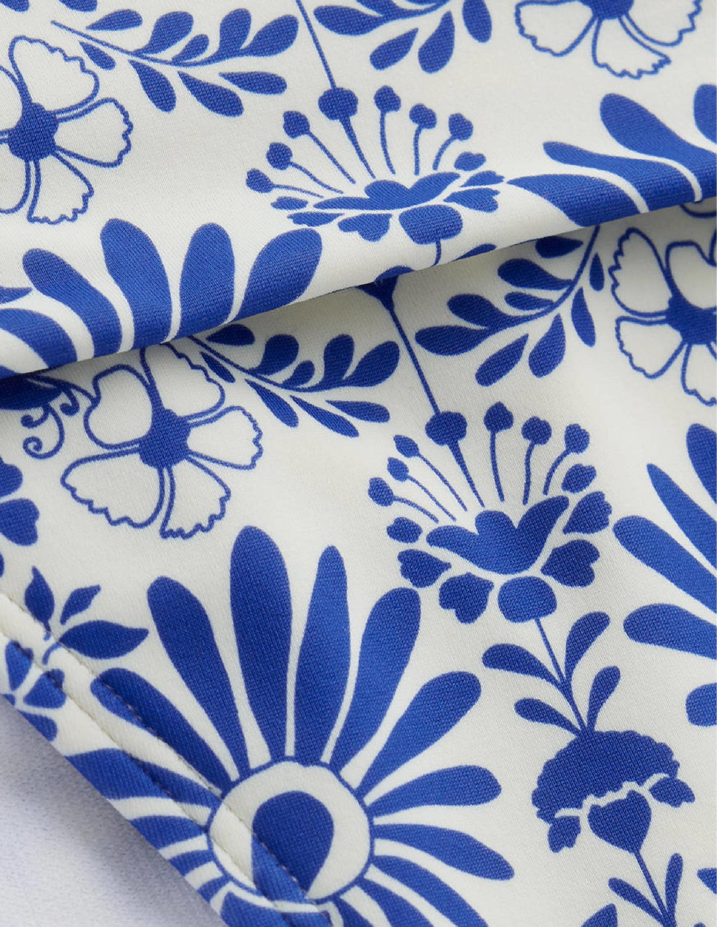 Classic Fold Bikini Bottoms-Ivory, Lake Blue Gardenia