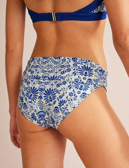 Classic Fold Bikini Bottoms-Ivory, Lake Blue Gardenia-3