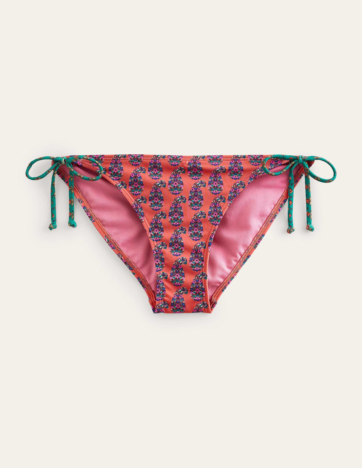 Symi String Bikini Bottoms-Persimmon Orange Paisley - Image 5