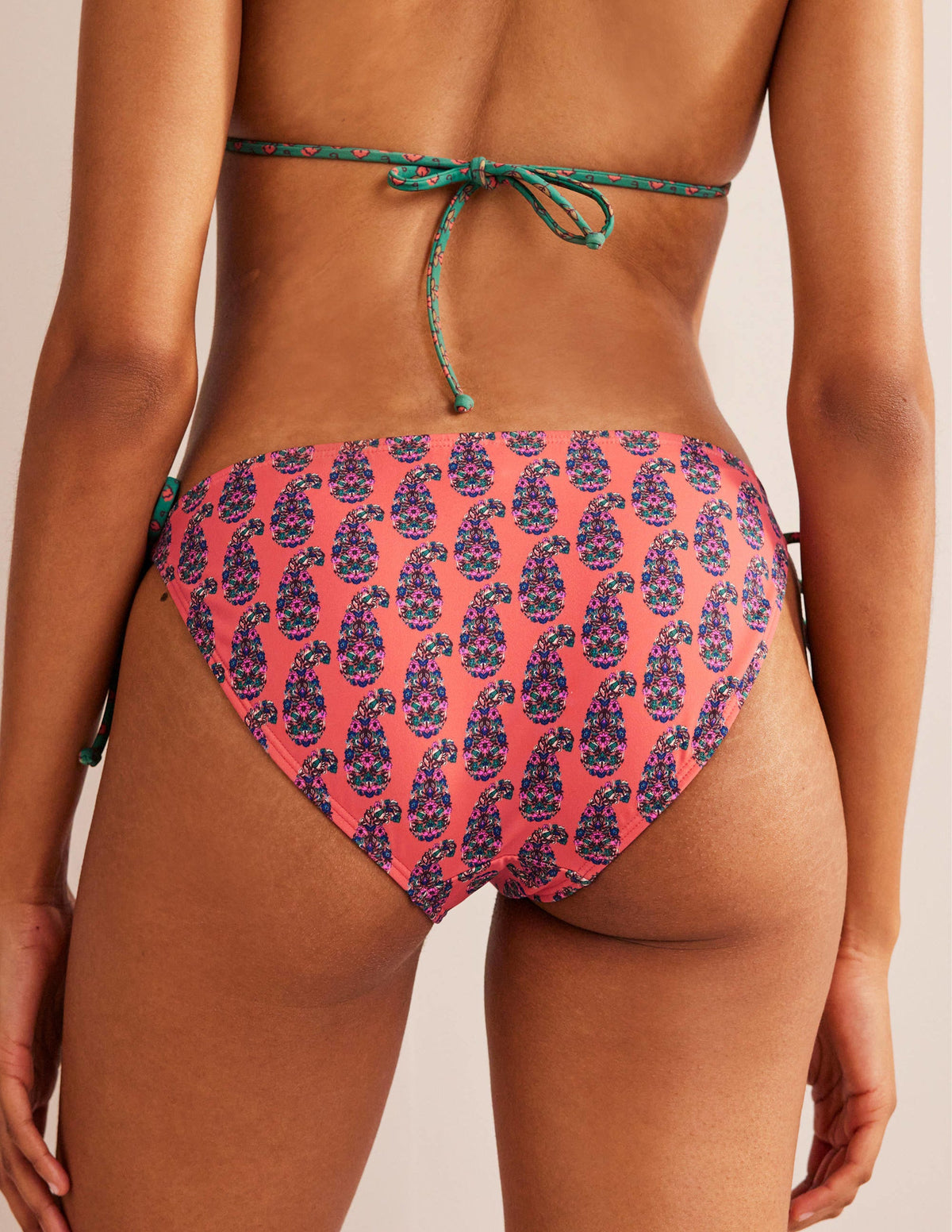 Symi String Bikini Bottoms-Persimmon Orange Paisley - Image 3