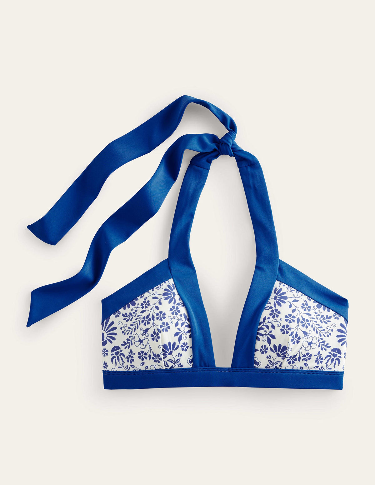 Ithaca Halter Bikini Top-Ivory, Lake Blue Gardenia - Image 5