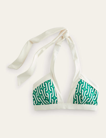 Ithaca Halter Bikini Top-Bright Emerald, Azure Geo-7