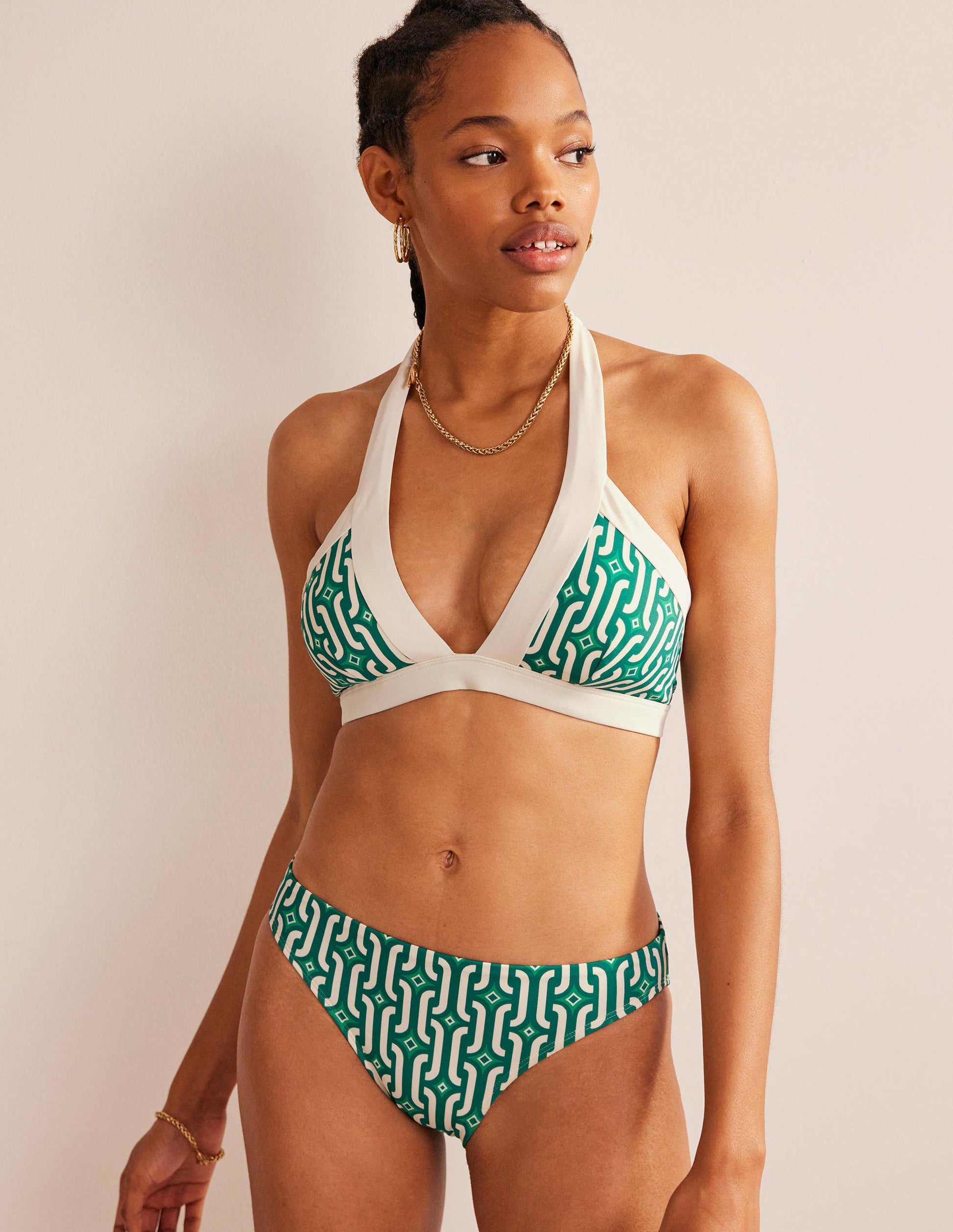 Ithaca Halter Bikini Top-Bright Emerald, Azure Geo-4