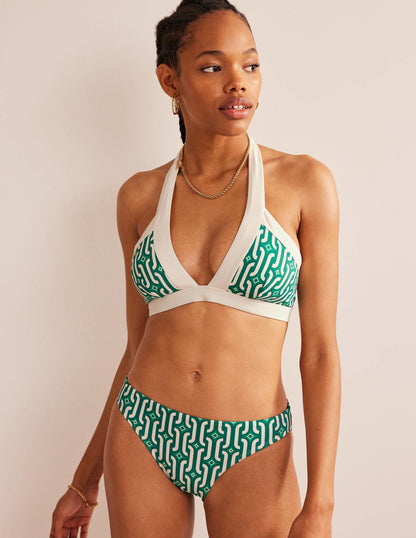 Ithaca Halter Bikini Top-Bright Emerald, Azure Geo-4
