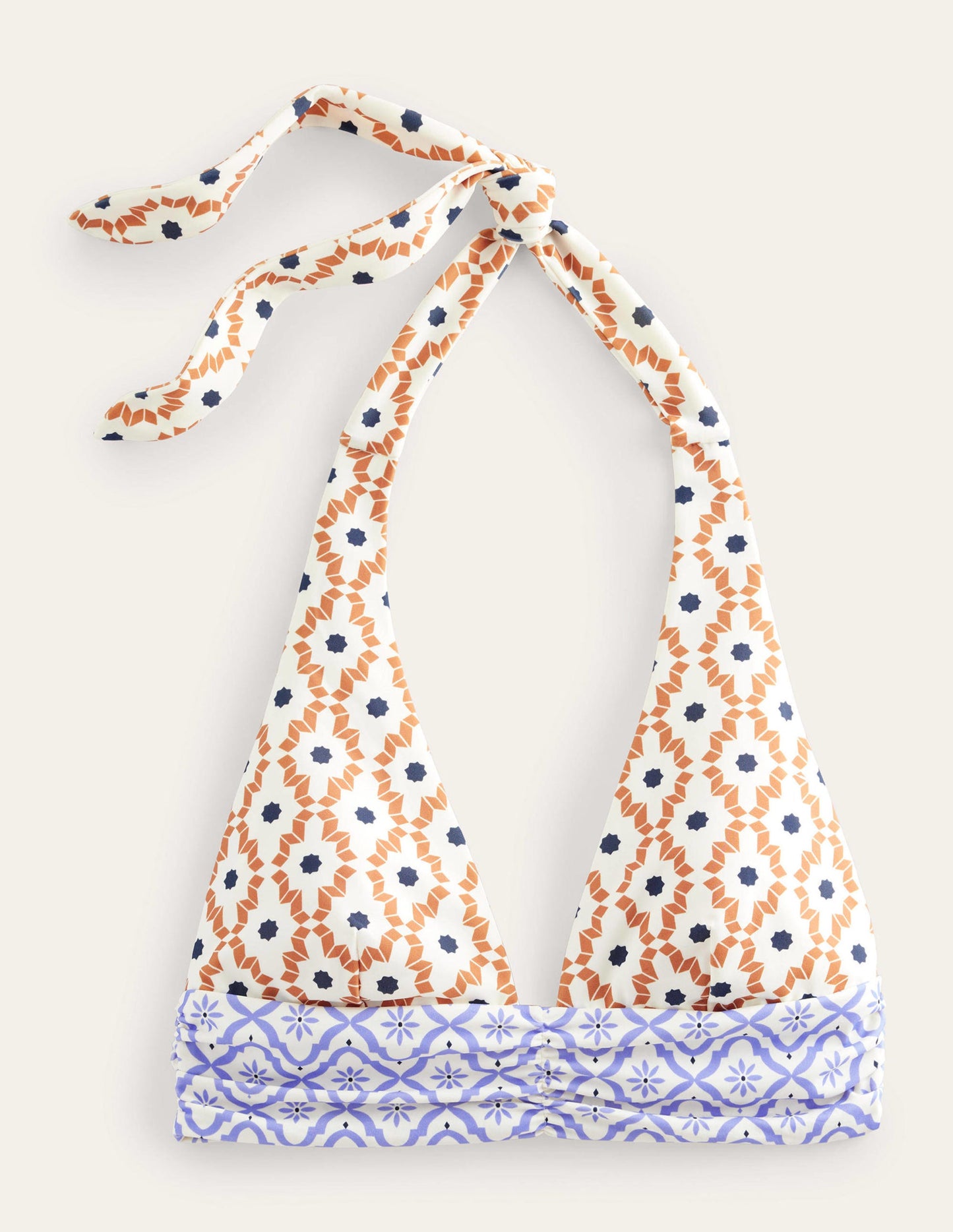 Bow Detail Halter Bikini Top-Multi, Geo Trance