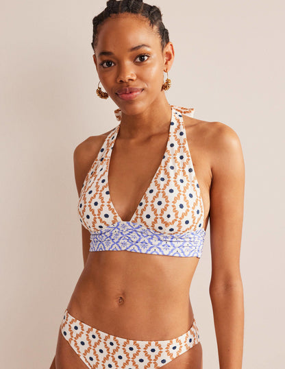 Bow Detail Halter Bikini Top-Multi, Geo Trance-4