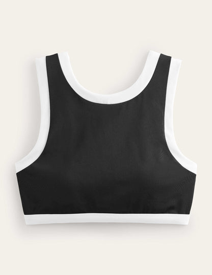 Racer Crew Neck Bikini Top-Black Colourblock-5