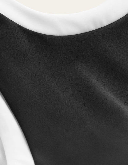 Racer Crew Neck Bikini Top-Black Colourblock-6