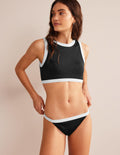 Racer Crew Neck Bikini Top-Black Colourblock
