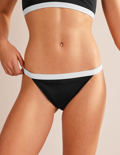 Racer Crew Neck Bikini Top-Black Colourblock-4
