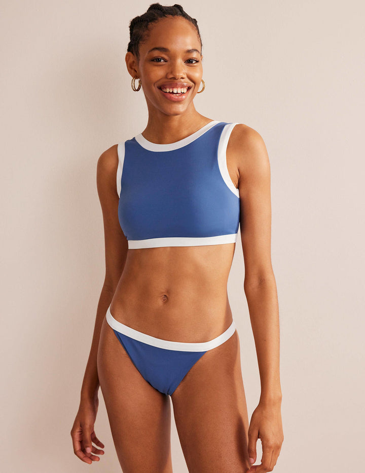 Racer Crew Neck Bikini Top-Globe Colourblock