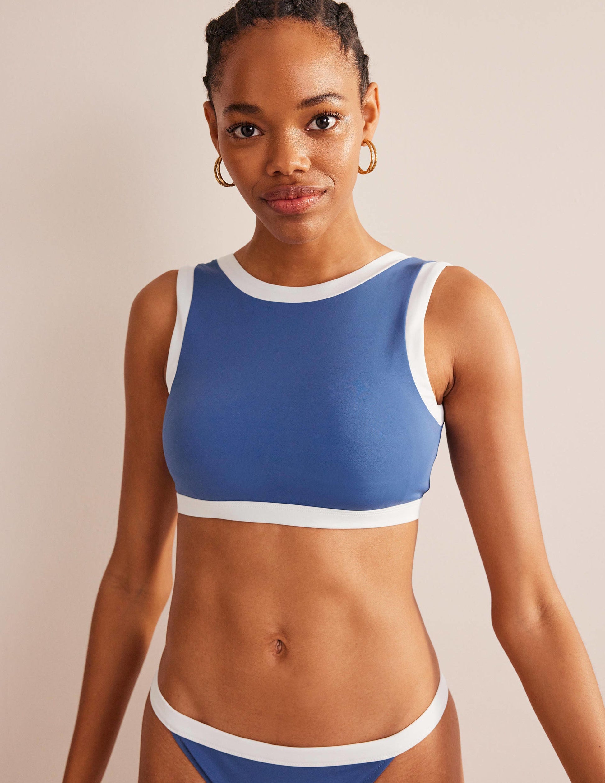 Racer Crew Neck Bikini Top-Globe Colourblock-4