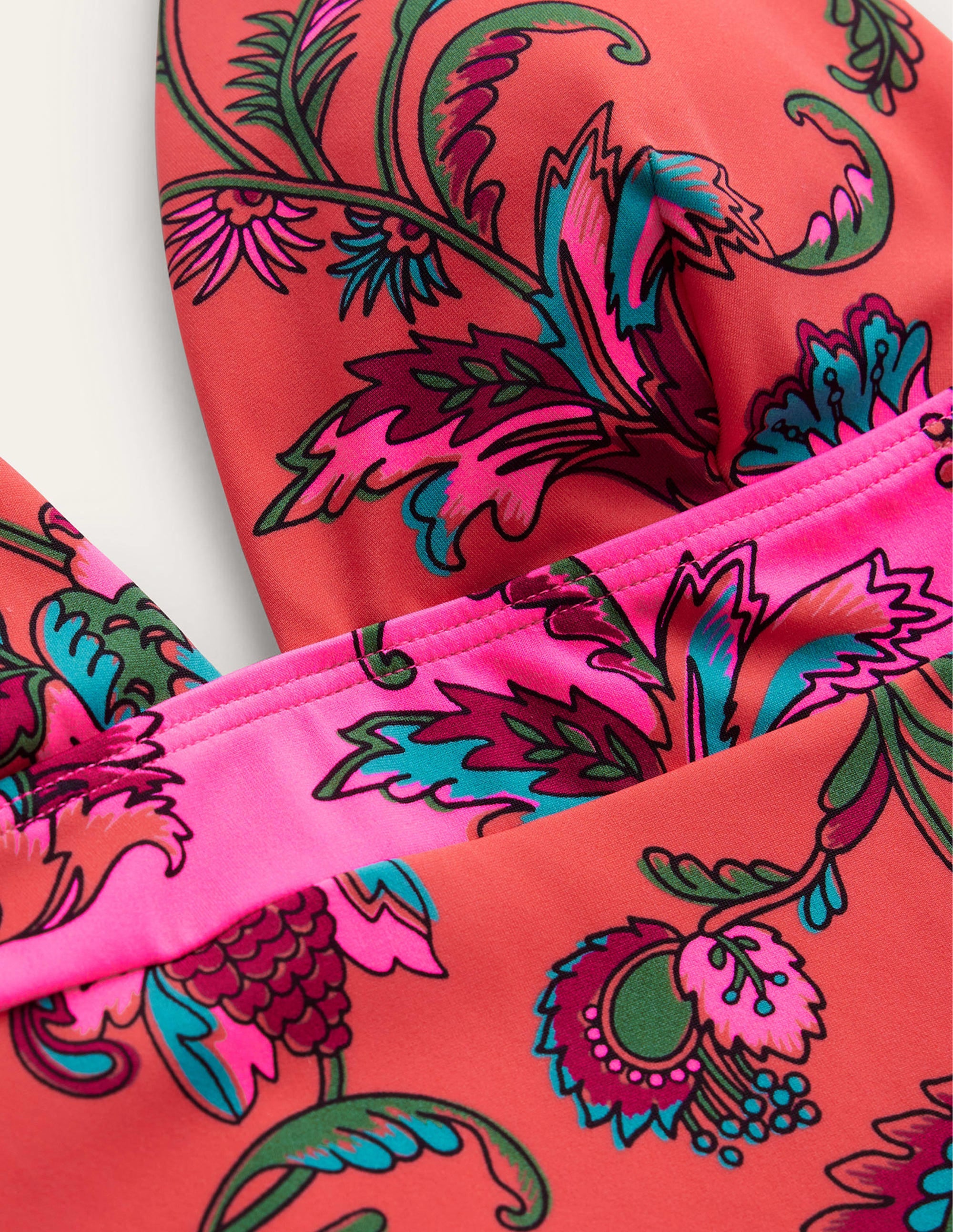 V-Neck Panelled Swimsuit-Spice Pink Floral - Image 7
