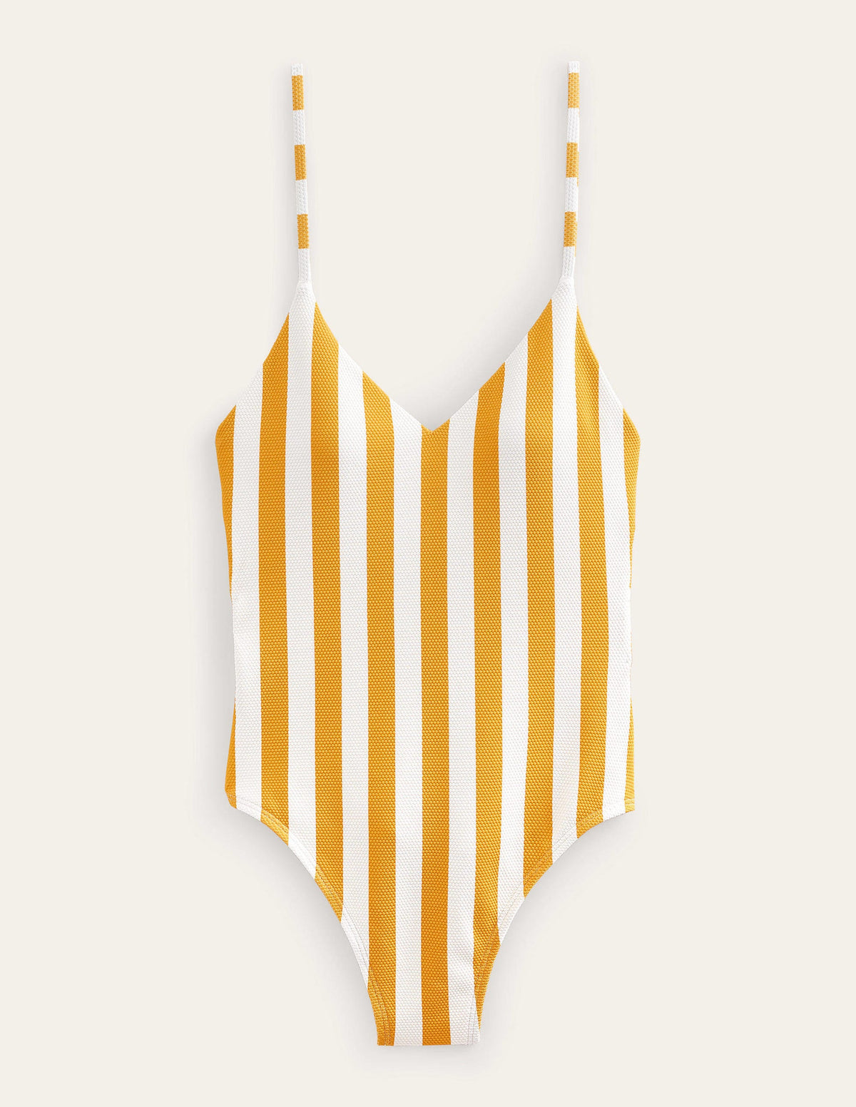 Skinny Strap Stripe Swimsuit-Ginger Yellow, Ivory Stripe-5
