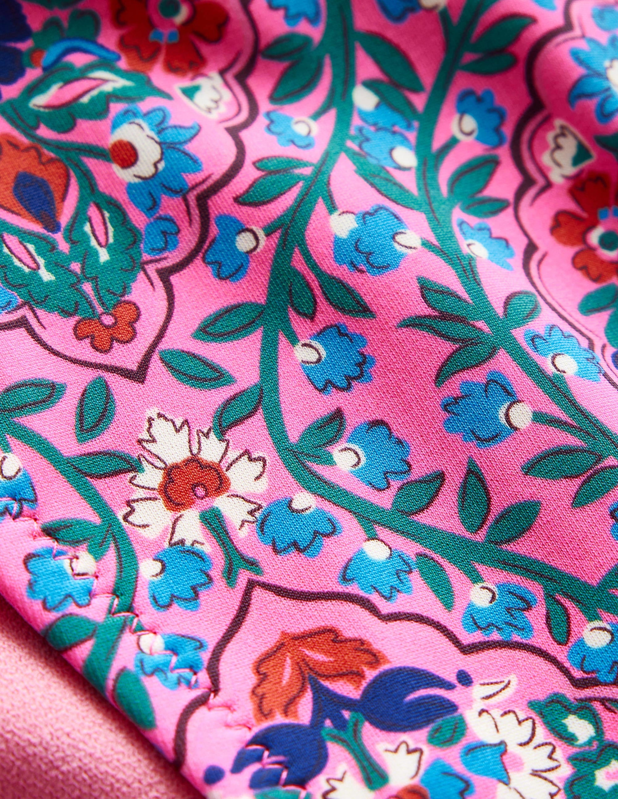 Curved-Top Bikini Bottoms-Festival Pink, Vine Terrace - Image 6