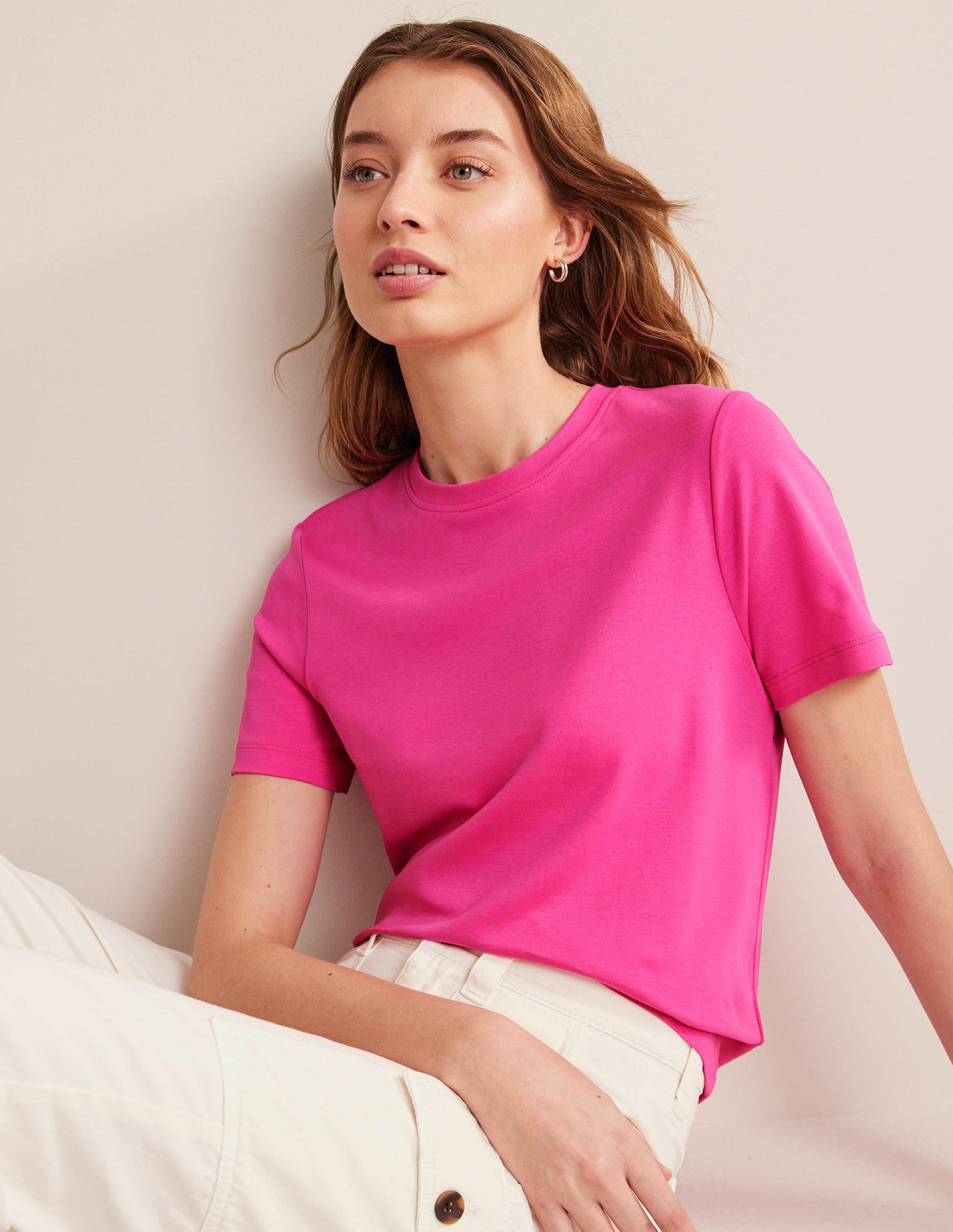 Perfect Cotton T-Shirt-Fuchsia Fedora - Image 3
