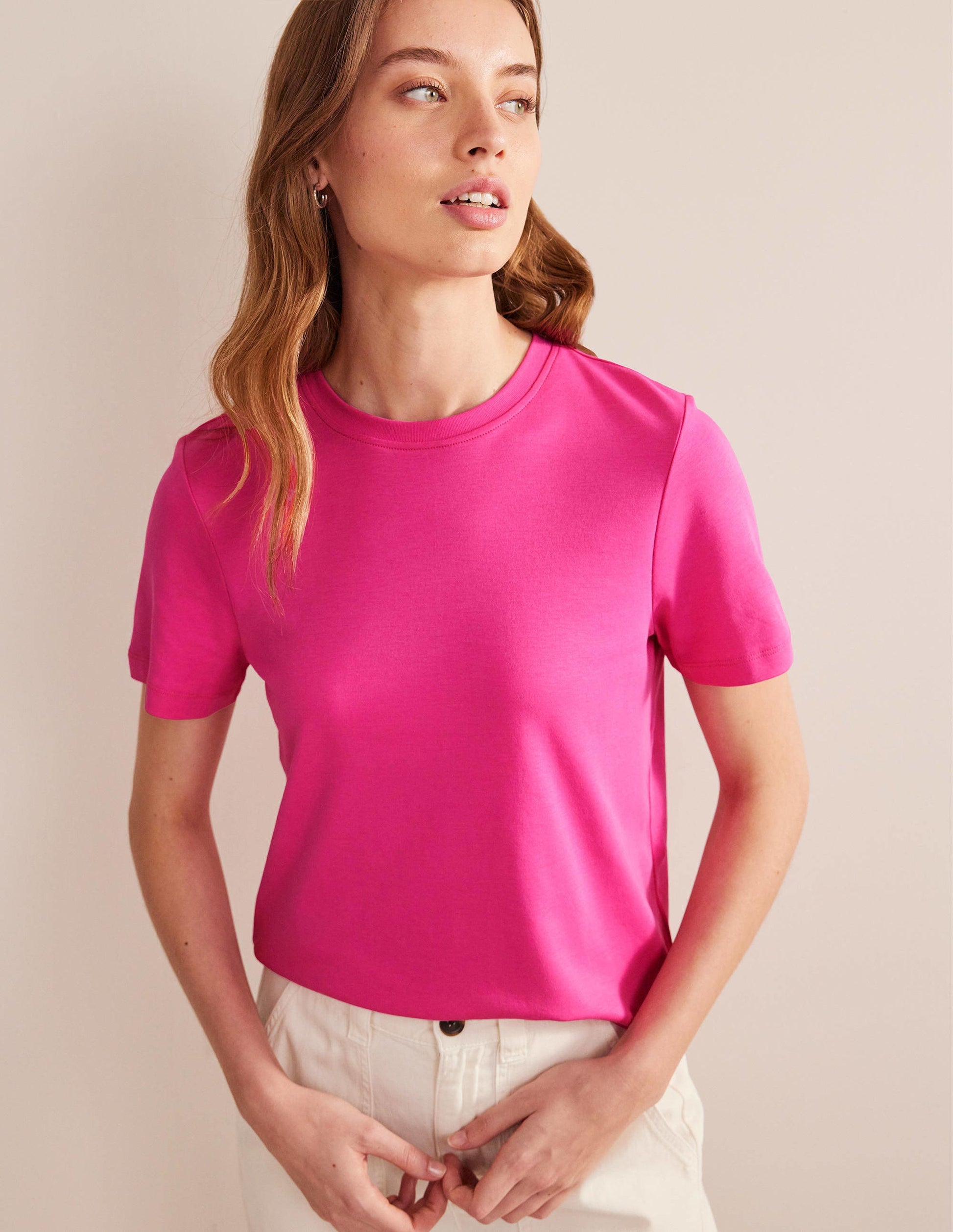 Perfect Cotton T-Shirt-Fuchsia Fedora-6
