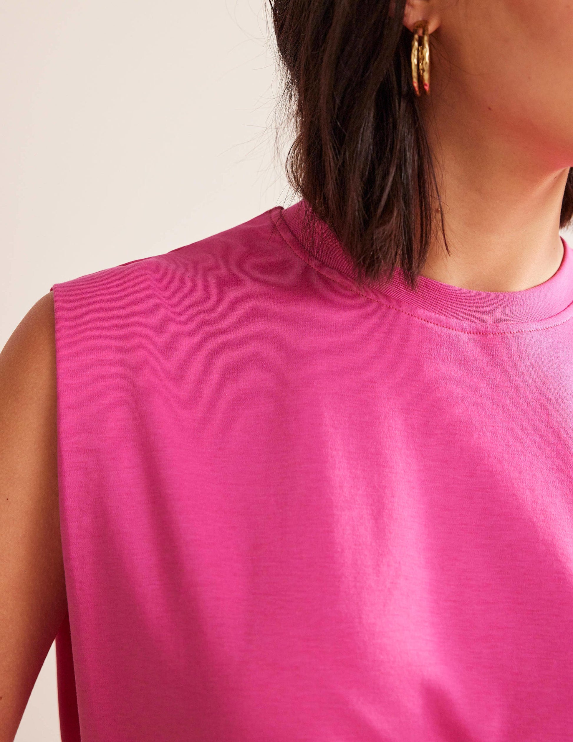 Perfect Cotton Sleeveless Top-Fuchsia Fedora-2